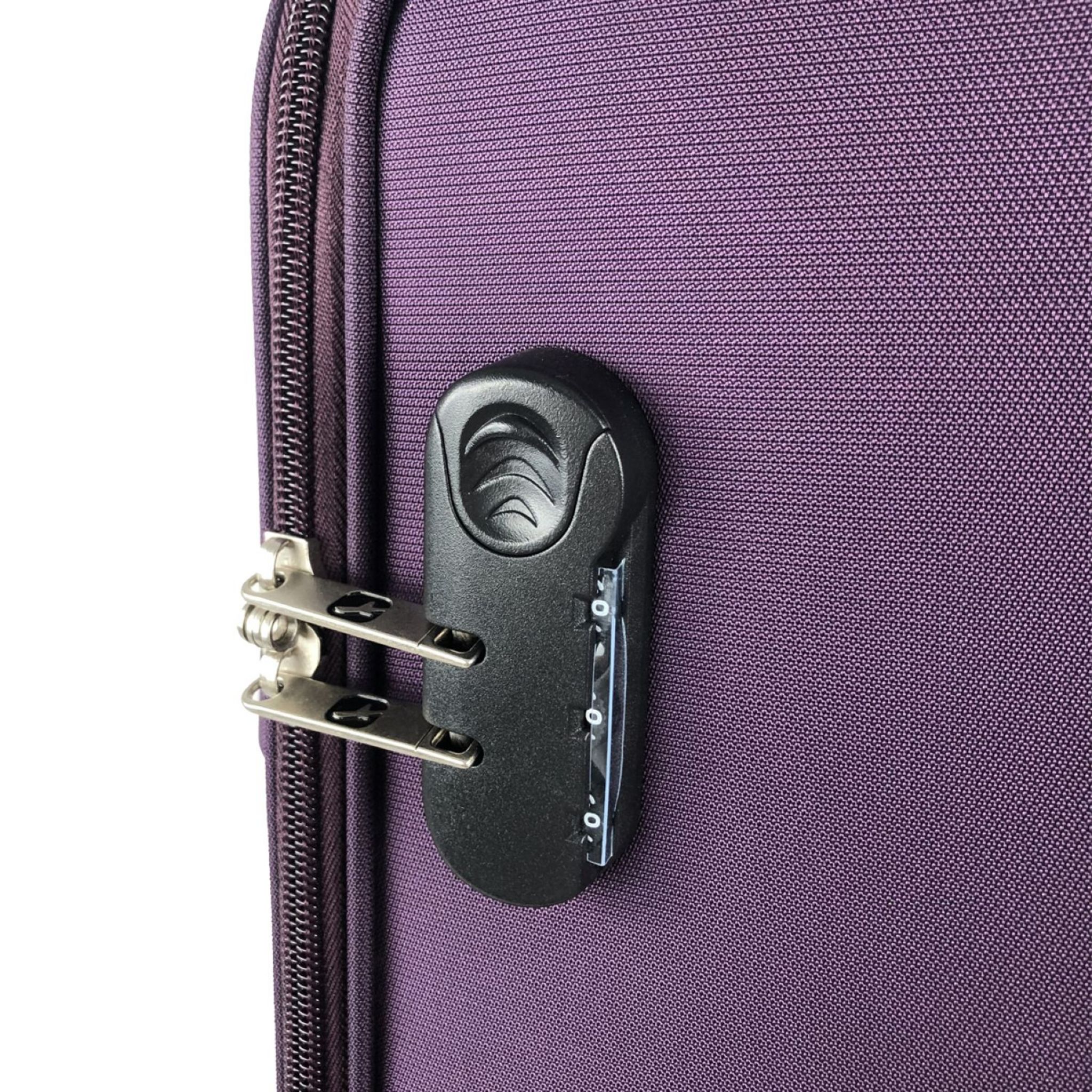 Voir la diapositive 6 : AIRPORT Valise cabine souple violette Perfeckto 55x35x20cm