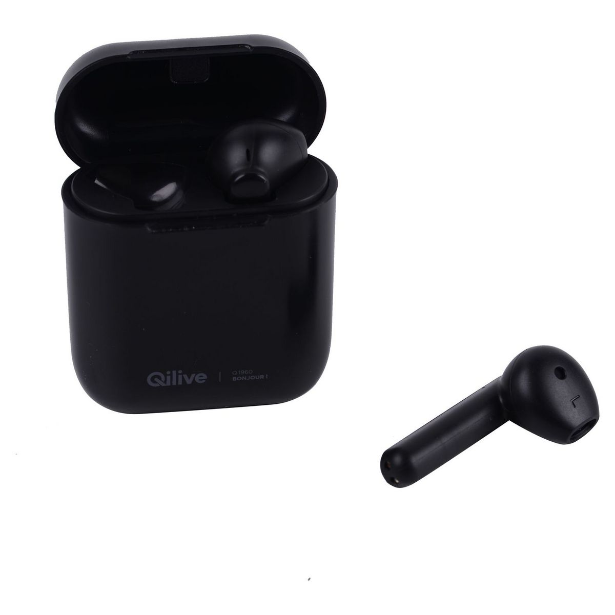 QILIVE Écouteurs sans fil Bluetooth avec étui de recharge - Noir - Q1960