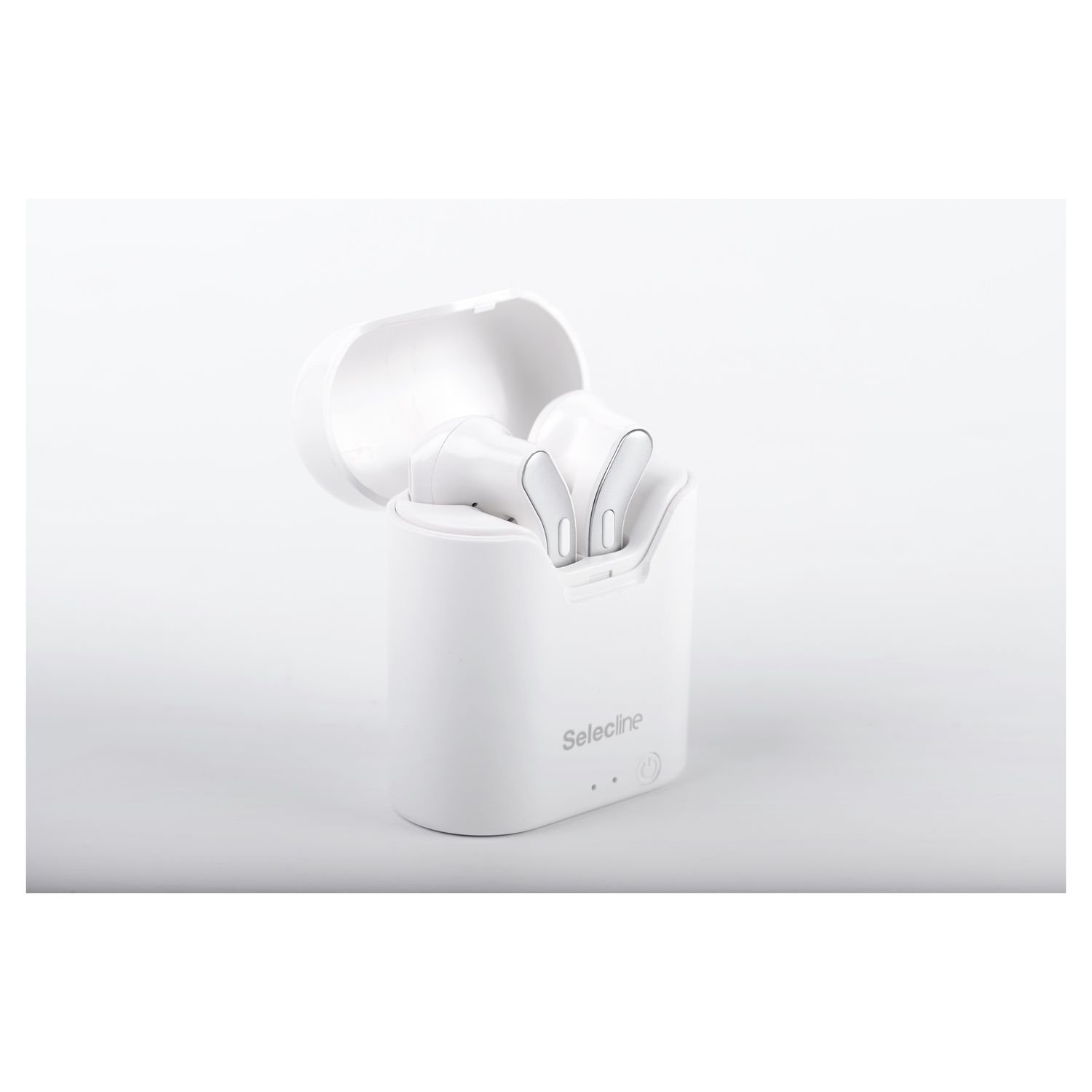 Voir la diapositive 4 : SELECLINE Écouteurs Bluetooth avec étui de recharge - Blanc - 150093