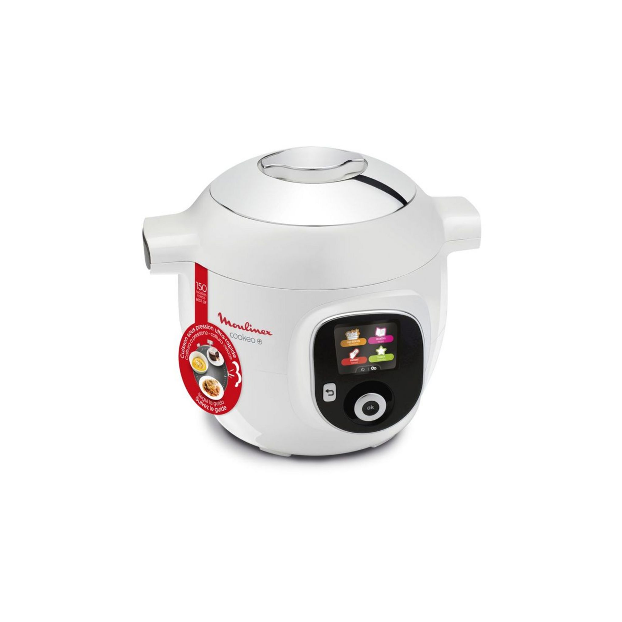 Voir la diapositive 2 : MOULINEX Multicuiseur intelligent COOKEO Blanc 150 recettes - CE851110