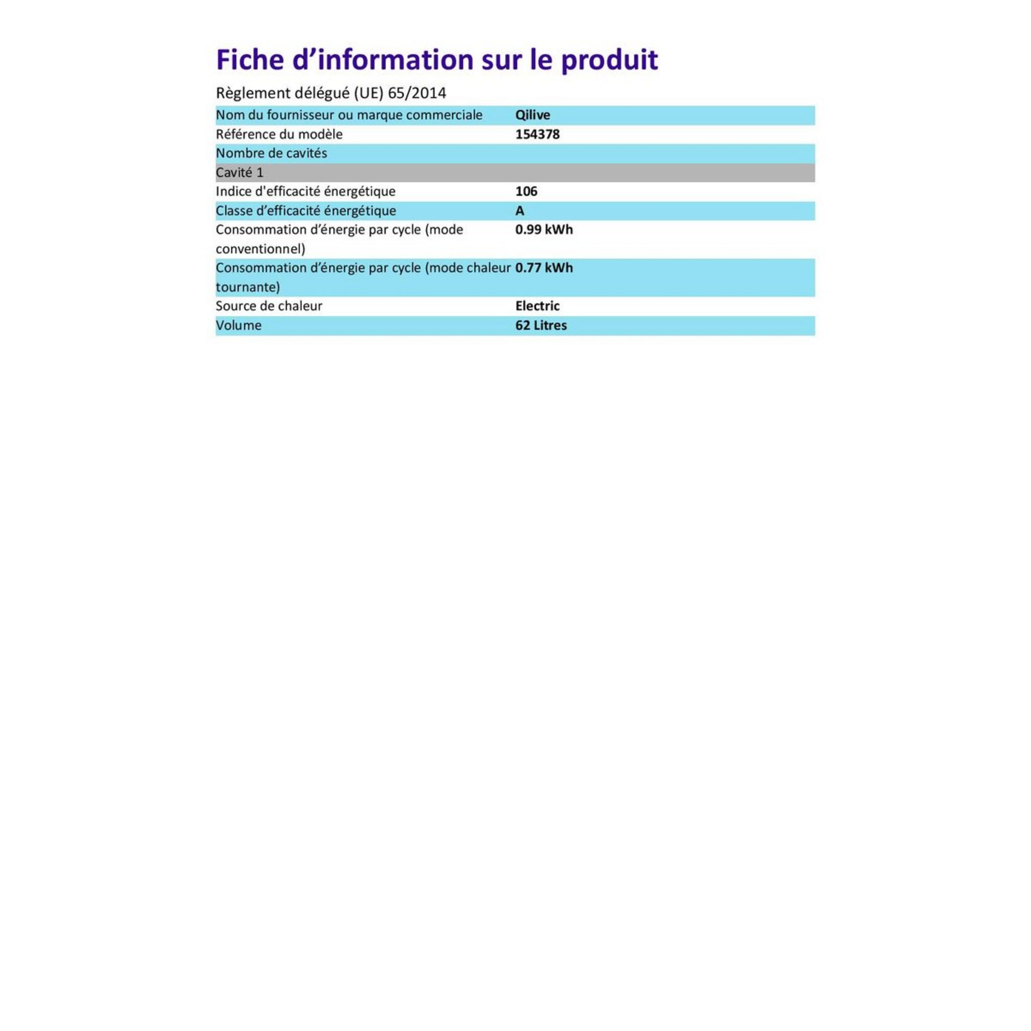 Voir la diapositive 3 : QILIVE Four encastrable Q.6483, 65 L, Multifonction, Chaleur tournante, Nettoyage Pyrolyse