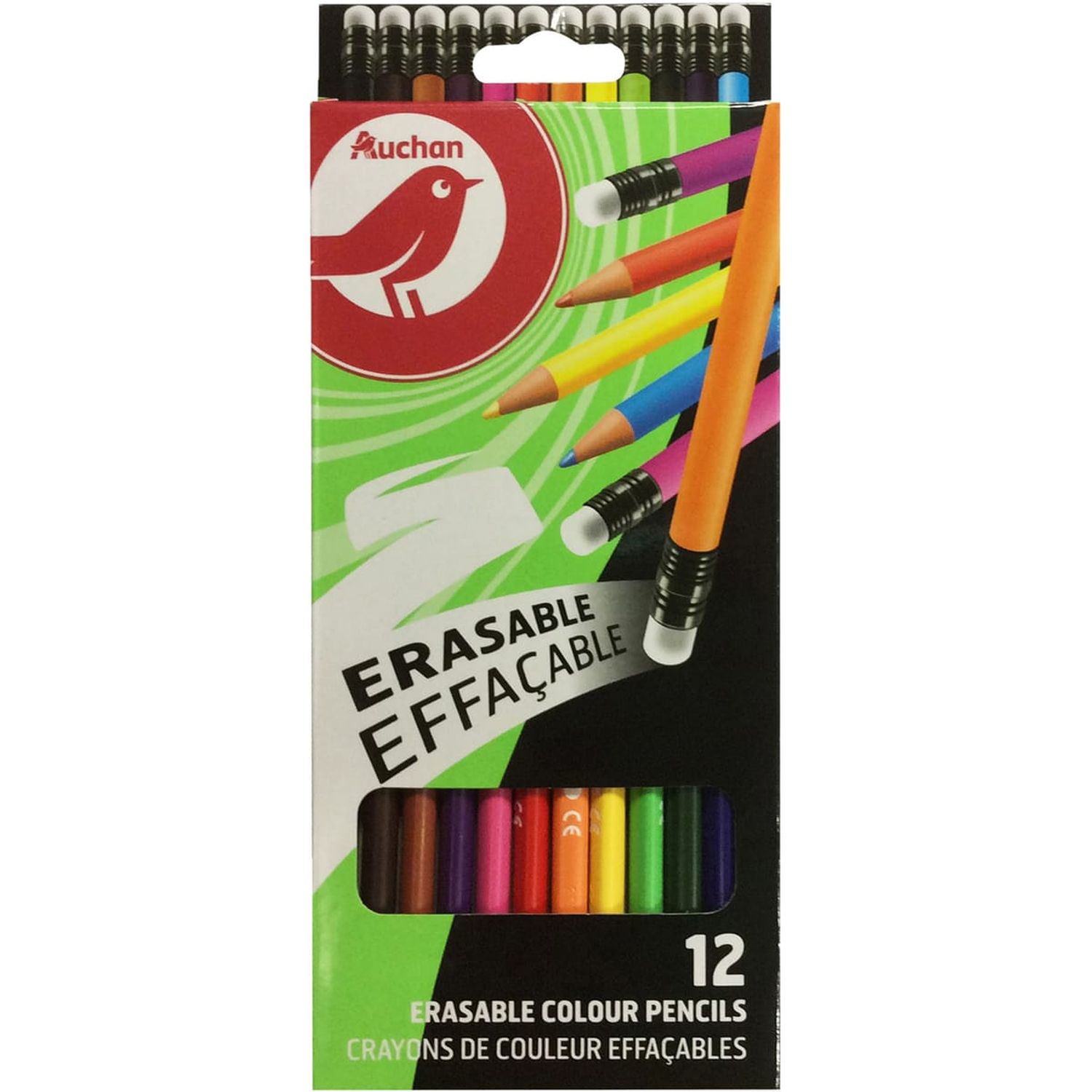 AUCHAN Auchan crayons de couleurs effaçables