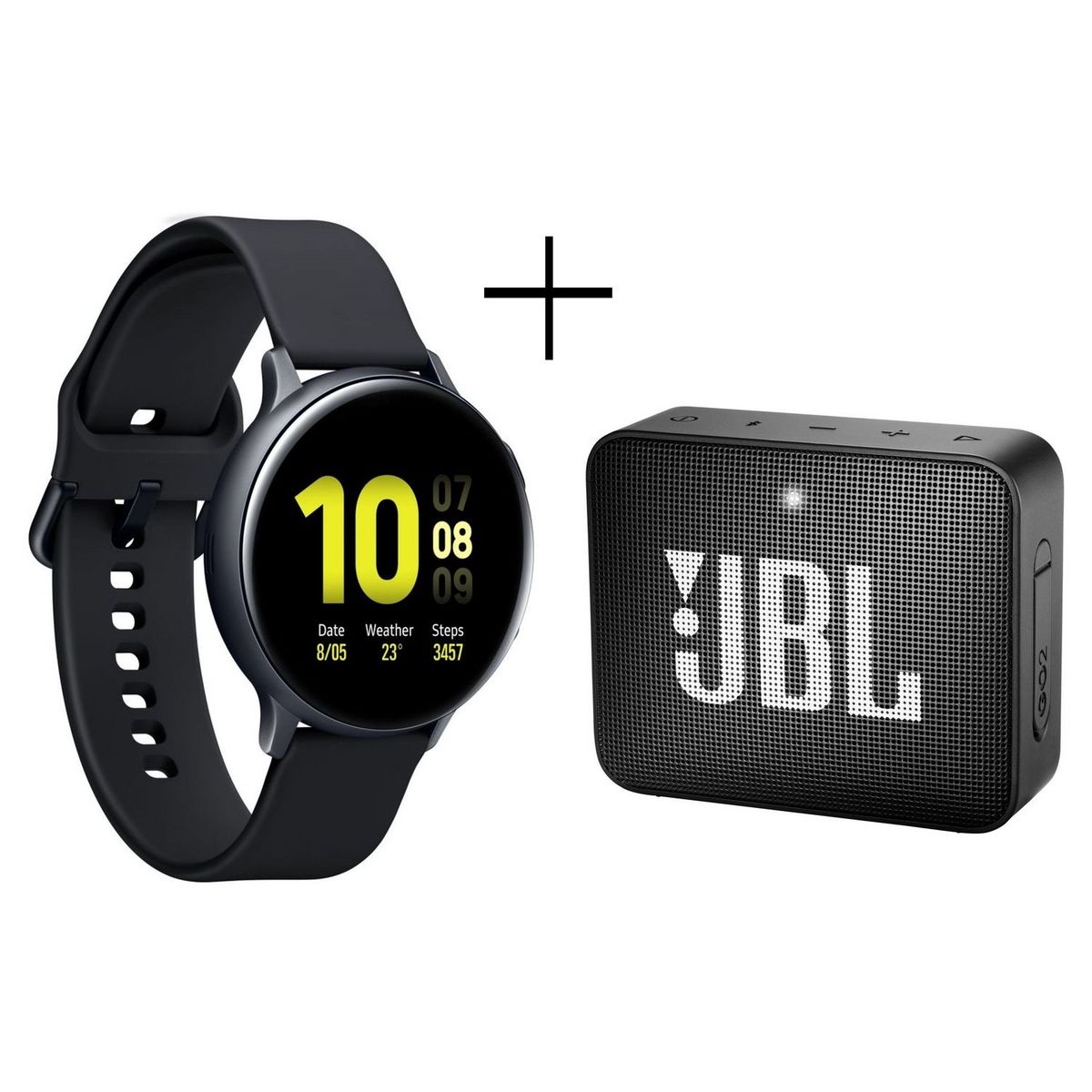 SAMSUNG Montre connectée Galaxy Watch Active2 44 Aluminium Noir + Enceinte Bluetooth GO 2 JBL