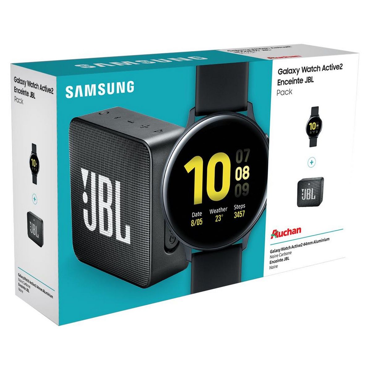 SAMSUNG Montre connectée Galaxy Watch Active2 44 Aluminium Noir + Enceinte Bluetooth GO 2 JBL