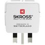 Voir la diapositive 2 : SKROSS Adaptateur secteur de voyage Europe vers Grande Bretagne + Double chargeur USB - Blanc