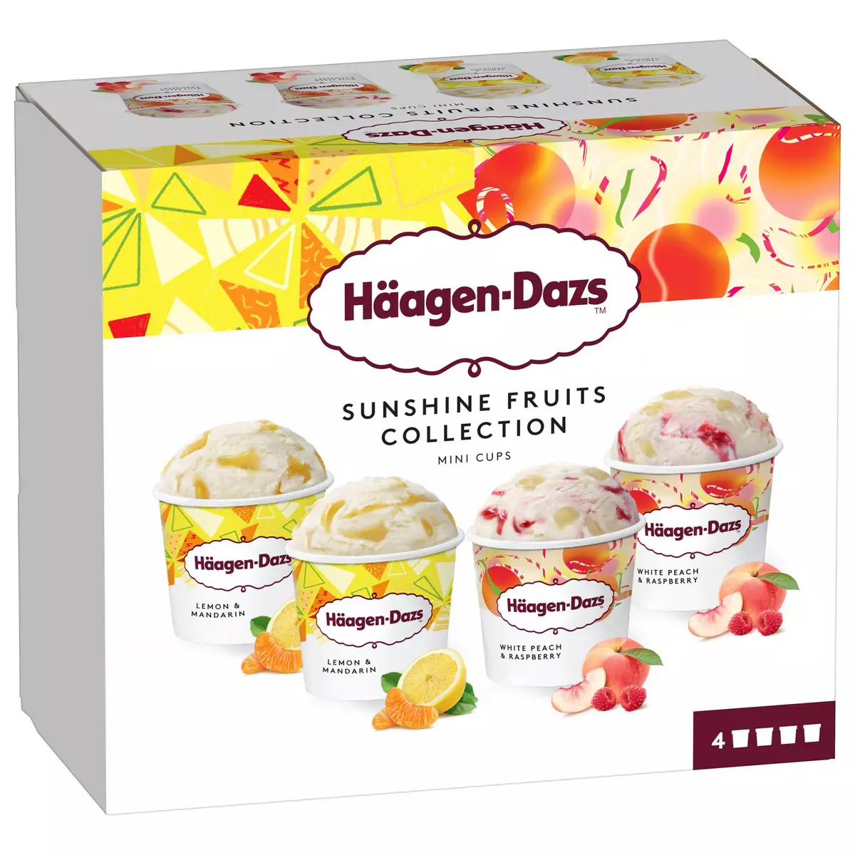 HAAGEN DAZS Mini pot de crème glacée au citron et jus de mandarine 4 pièces 320g