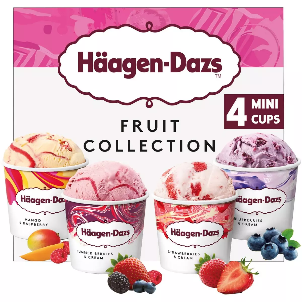 HAAGEN DAZS Mini pot crème glacée fruit collection  4 pièces 330g