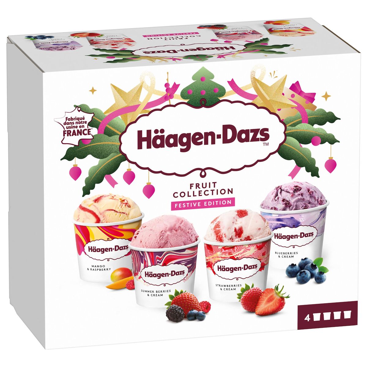 HAAGEN DAZS Mini pots crème glacée Fruit collection 4 pièces 330g