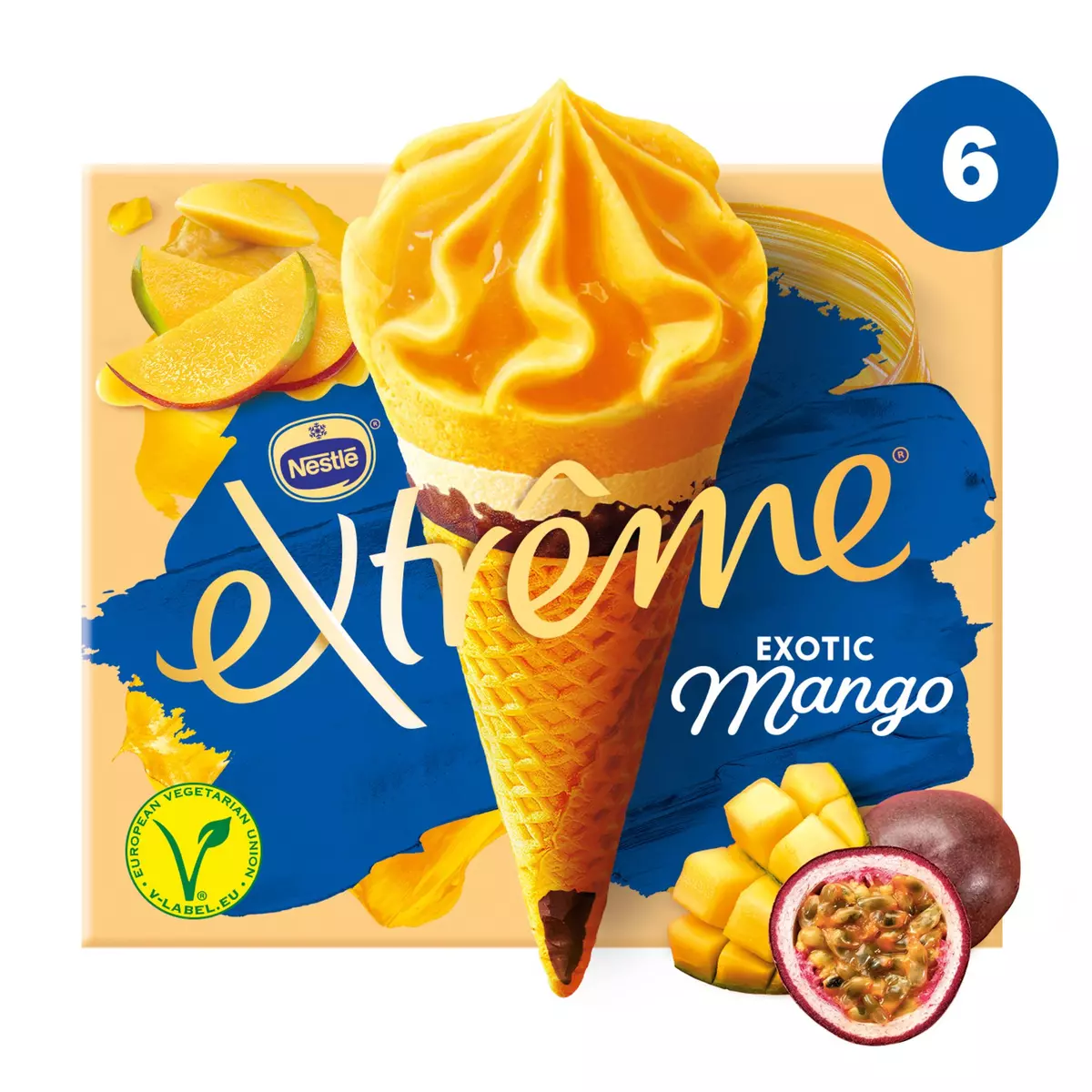 EXTREME Cône glacé exotic sorbet mangue passion 6 pièces 429g