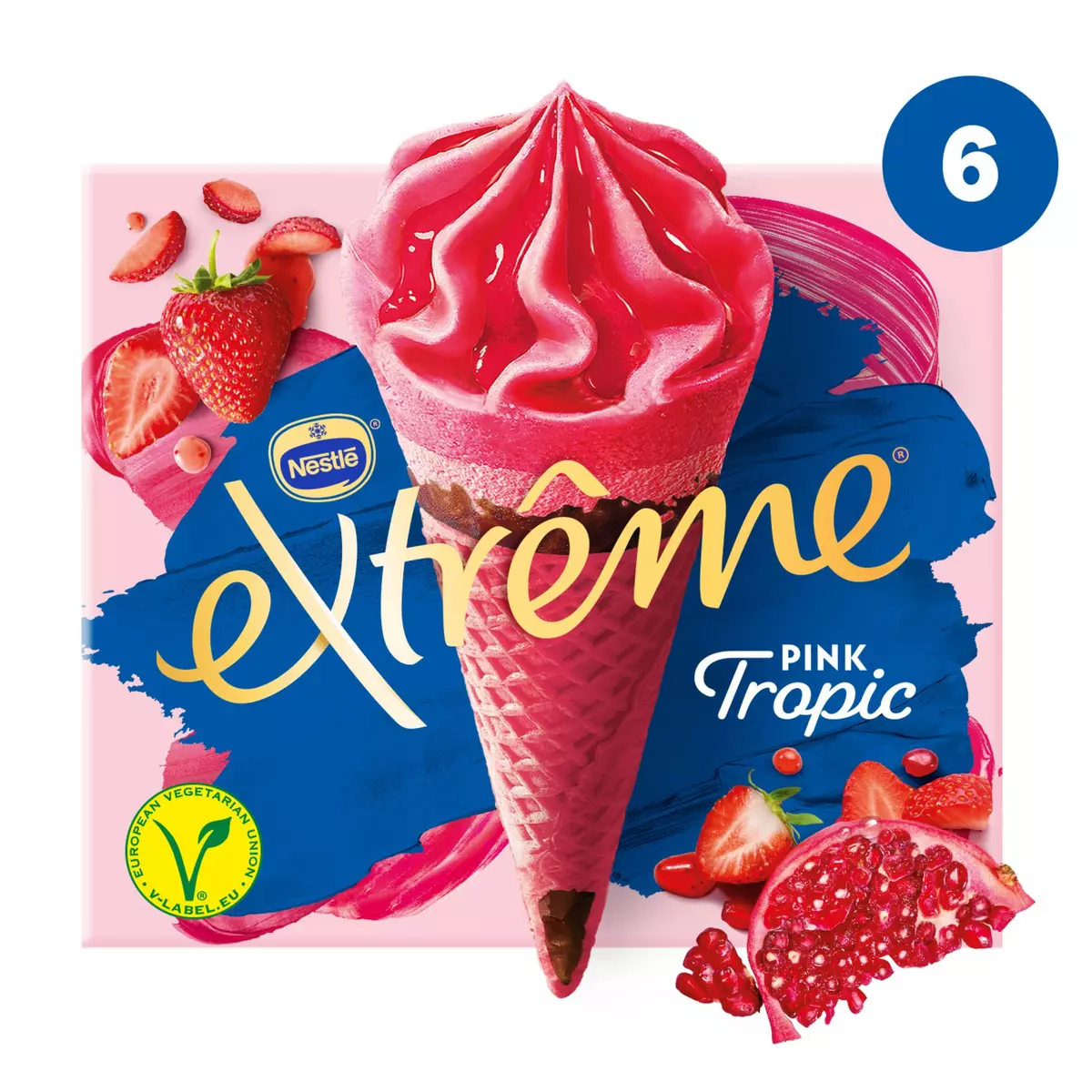 EXTREME Pink Tropic Cône sorbet grenade fraise 6 pièces 426g