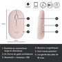 Voir la diapositive 3 : LOGITECH Souris Sans Fil M350 Pebble Sliencieuse Bluetooth - Rose
