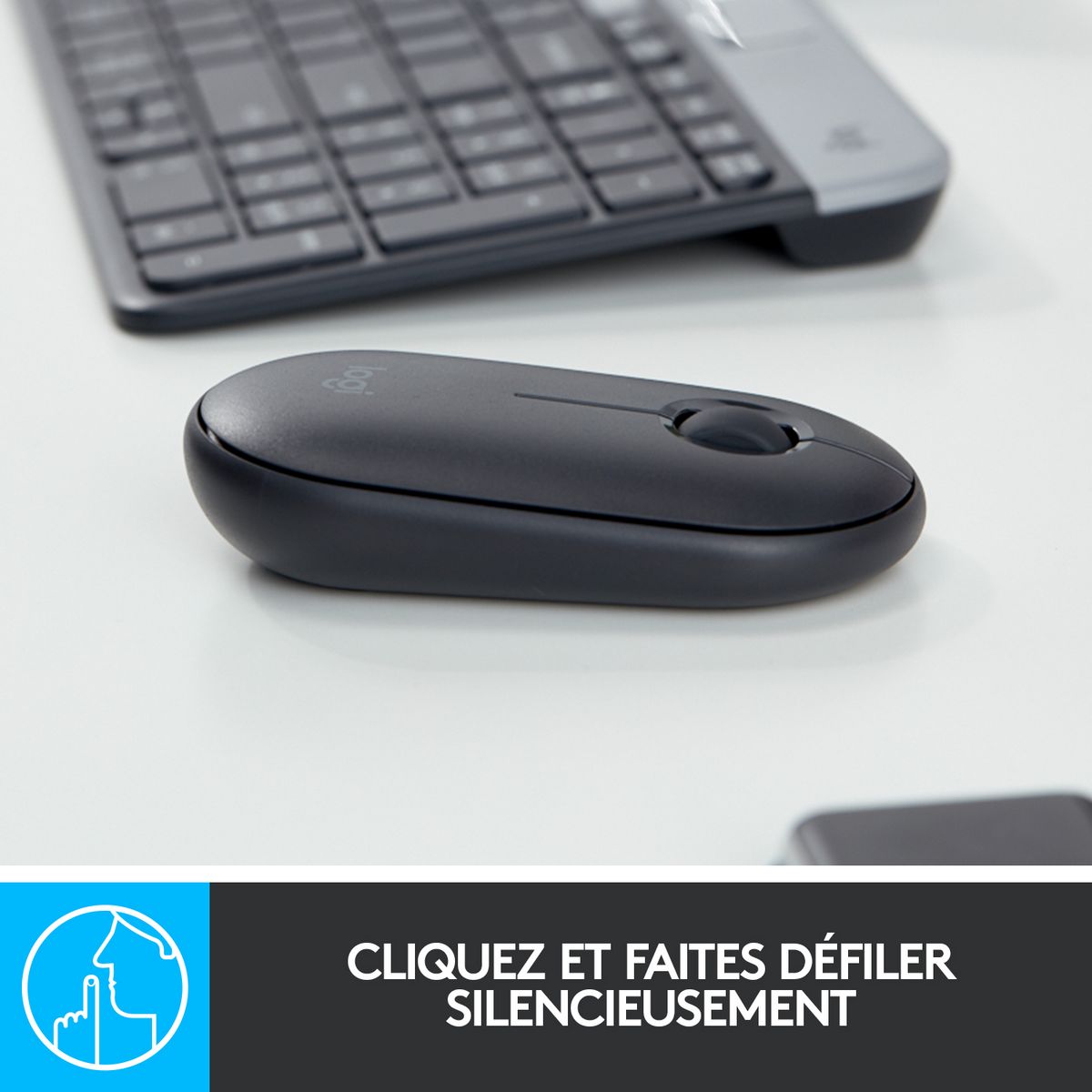 LOGITECH Souris Sans Fil M350 Pebble Sliencieuse Bluetooth - Graphite