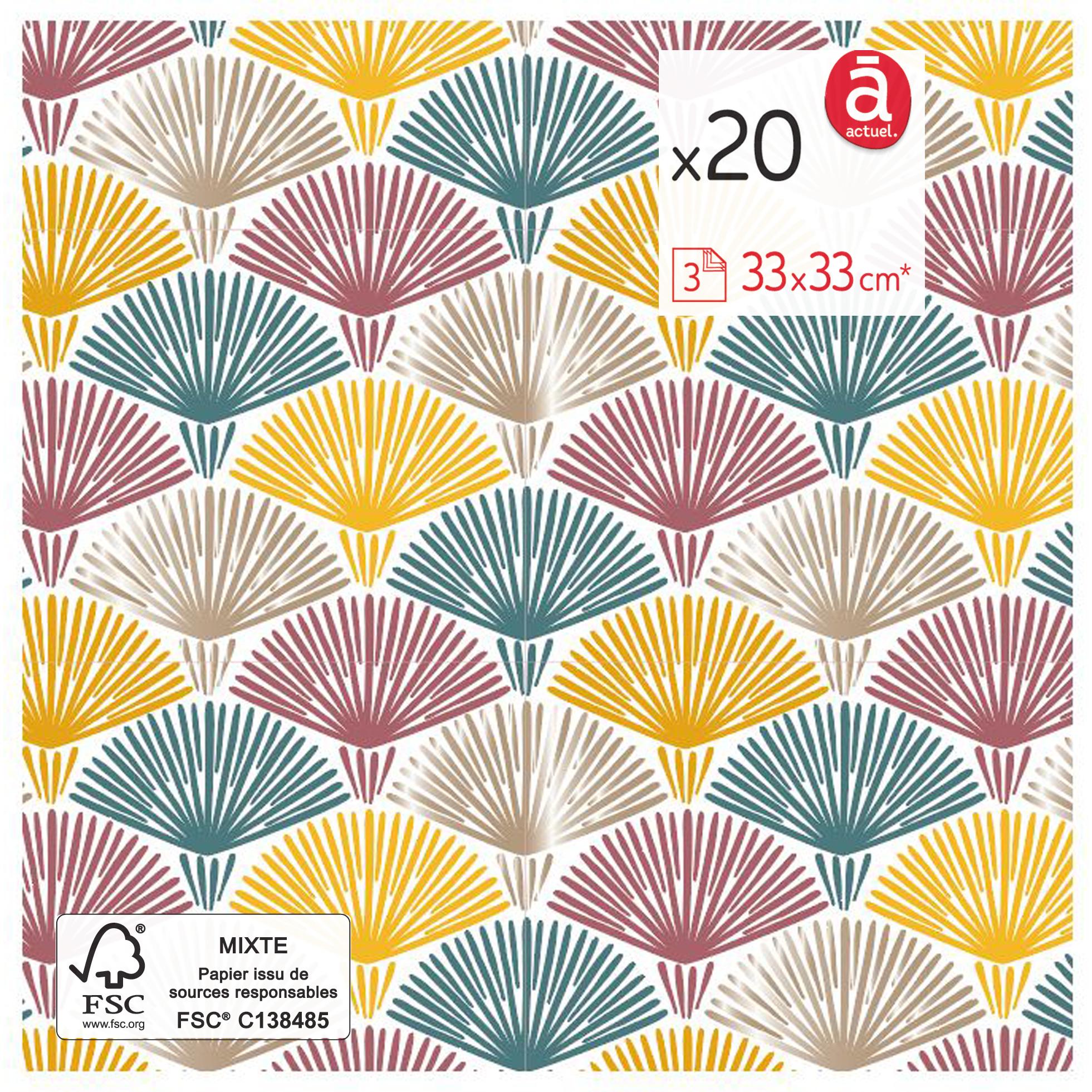 ACTUEL 20 SERV 3 PLIS 33X33CMJAPANESE FANS