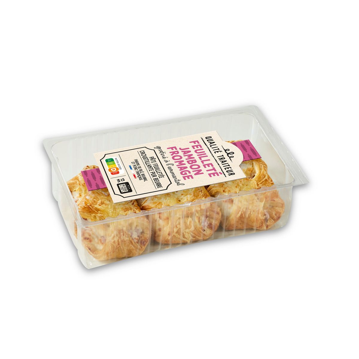 QUALITE TRAITEUR Feuilleté jambon fromage cuisiné avec une pointe de muscade 6x100g