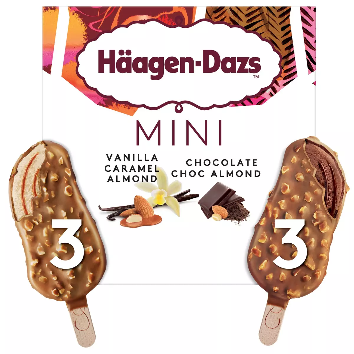 HAAGEN DAZS mini bâtonnets vanille caramel amande et chocolat 220g