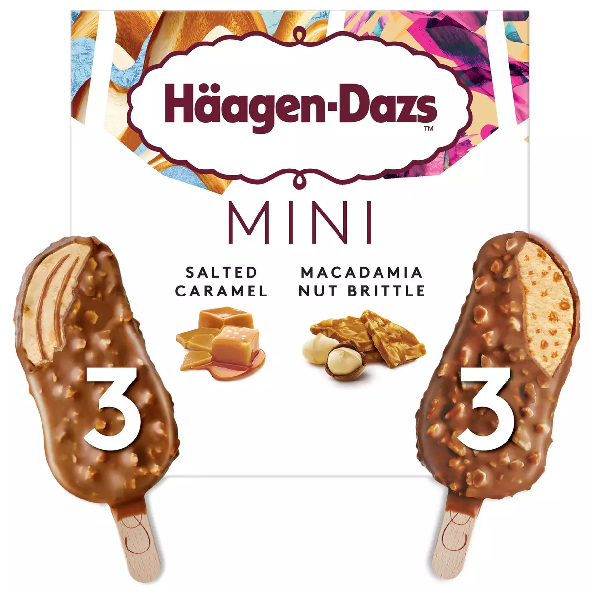 HAAGEN DAZS Mini bâtonnets glacés caramel et macadamia 6 pièces 220g