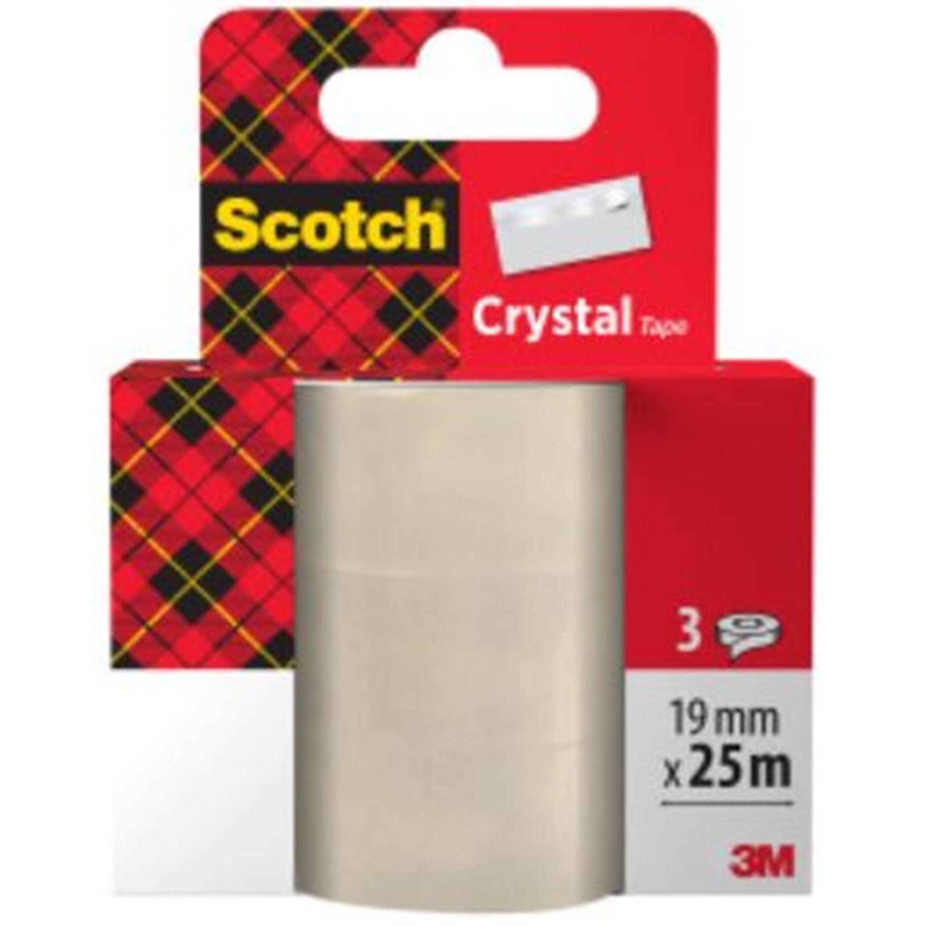 3M Lot de 3 recharges adhésif crystal 25m Scotch
