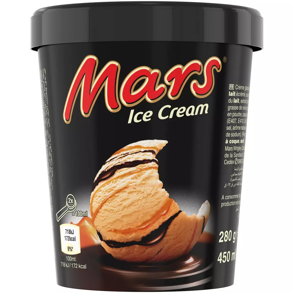 MARS Pot de crème glacée caramel et sauce chocolat 280g