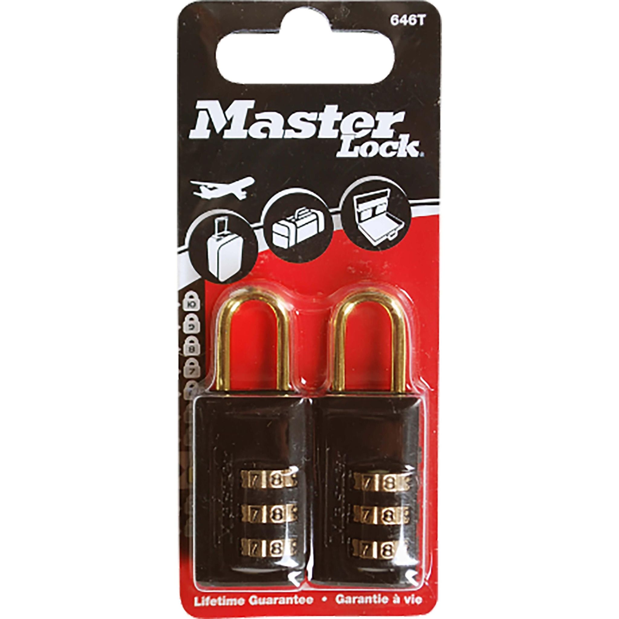 MASTER LOCK Lot de 2 cadenas à combinaison 20 mm noir