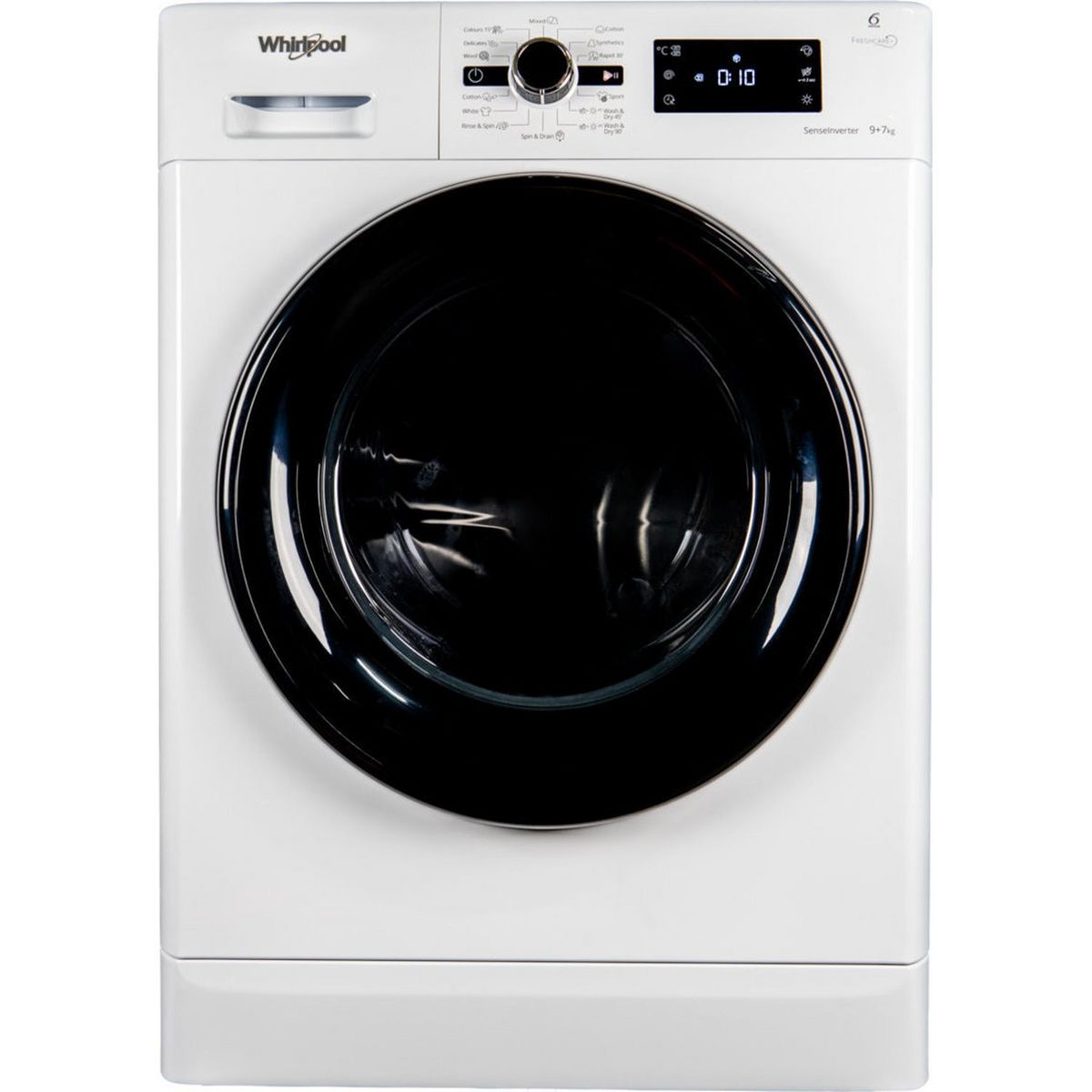 WHIRLPOOL Lave linge séchant hublot FWDG97168B, 9 kg de lavage, 7 kg de séchage, 1600 T/min