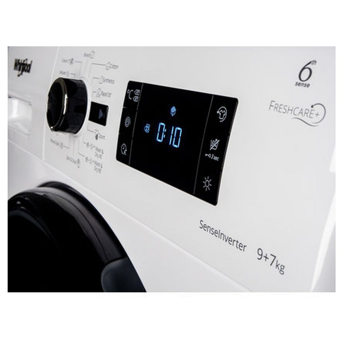 WHIRLPOOL Lave linge séchant hublot FWDG97168B, 9 kg de lavage, 7 kg de séchage, 1600 T/min