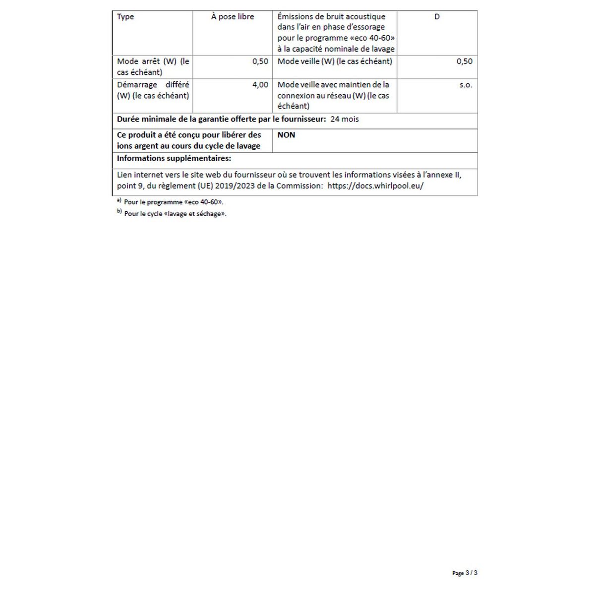 WHIRLPOOL Lave linge séchant hublot FWDG97168B, 9 kg de lavage, 7 kg de séchage, 1600 T/min