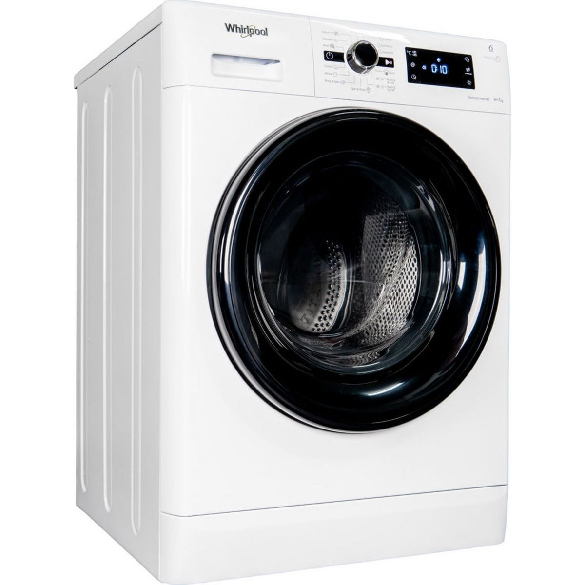 WHIRLPOOL Lave linge séchant hublot FWDG97168B, 9 kg de lavage, 7 kg de séchage, 1600 T/min