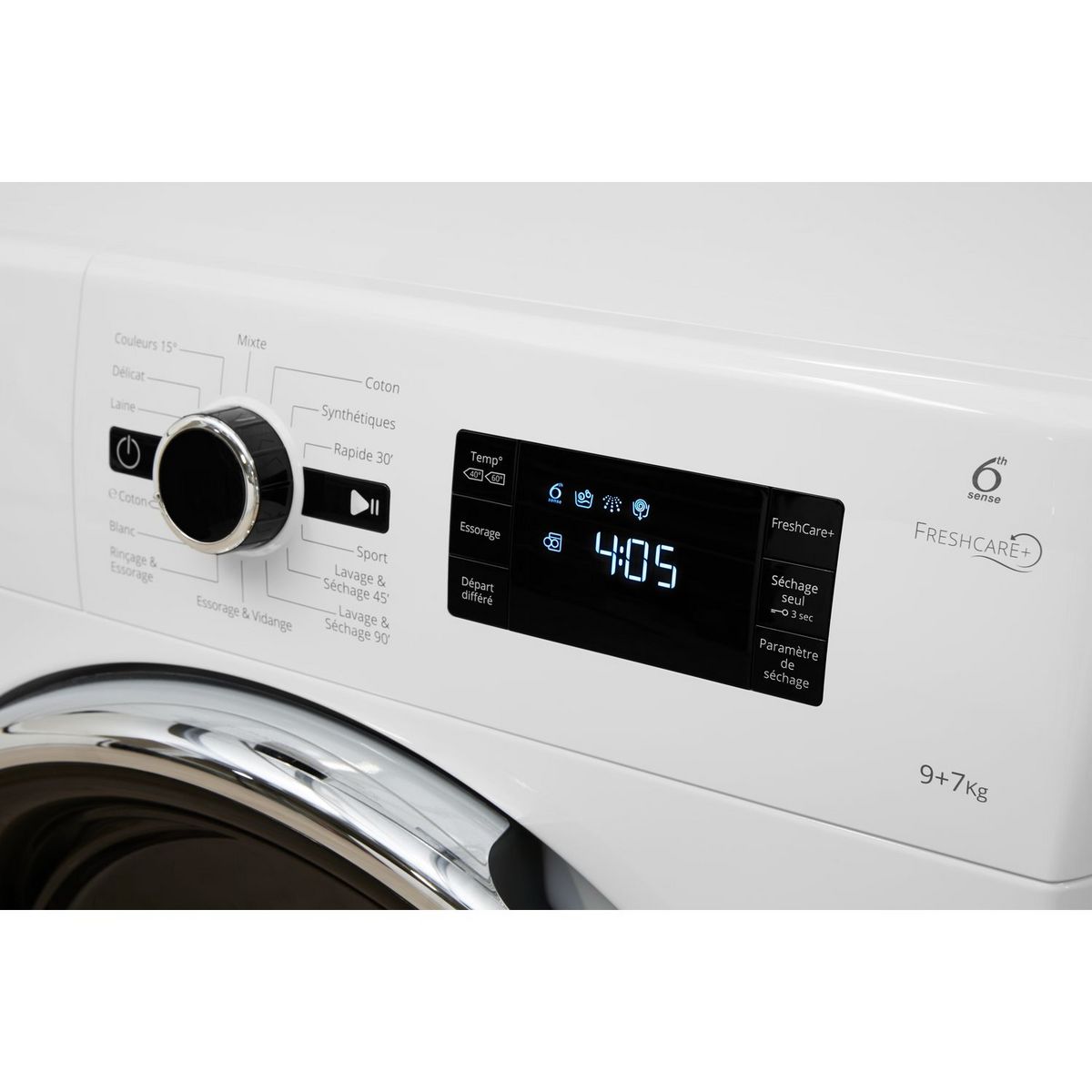 WHIRLPOOL Lave linge séchant hublot FWDG97168B, 9 kg de lavage, 7 kg de séchage, 1600 T/min