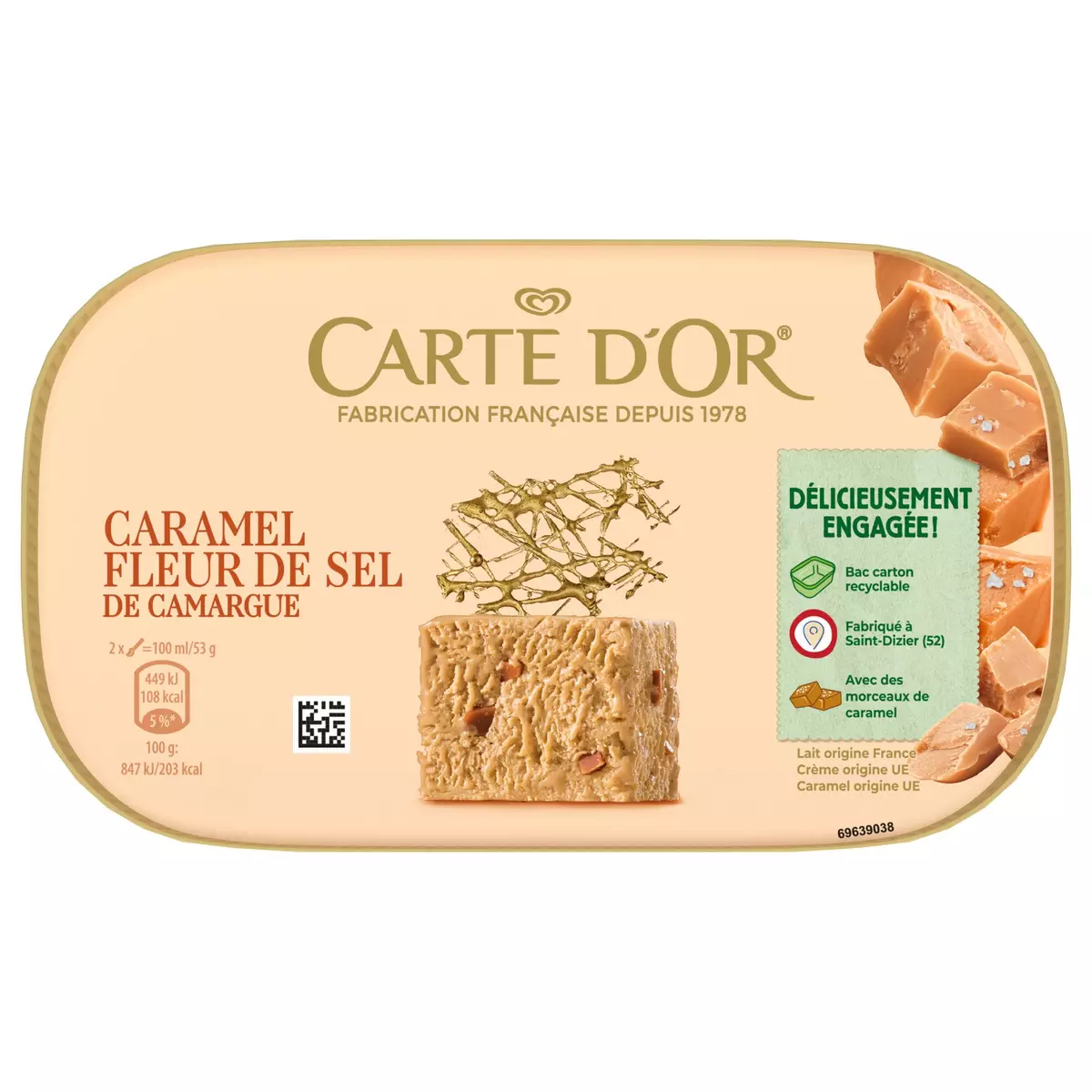 CARTE D'OR Crème glacée caramel fleur de sel de Camargue 480g