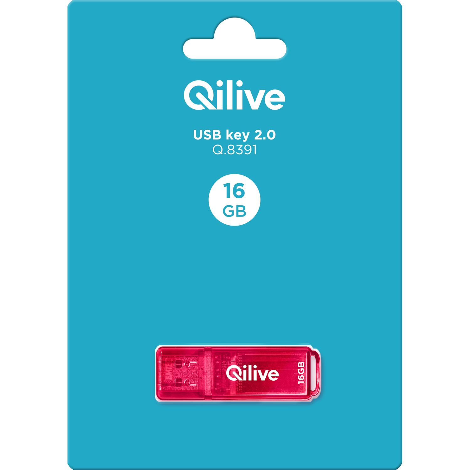 Voir la diapositive 2 : QILIVE Clé USB 16Go 2.0 Q.8391 Rouge