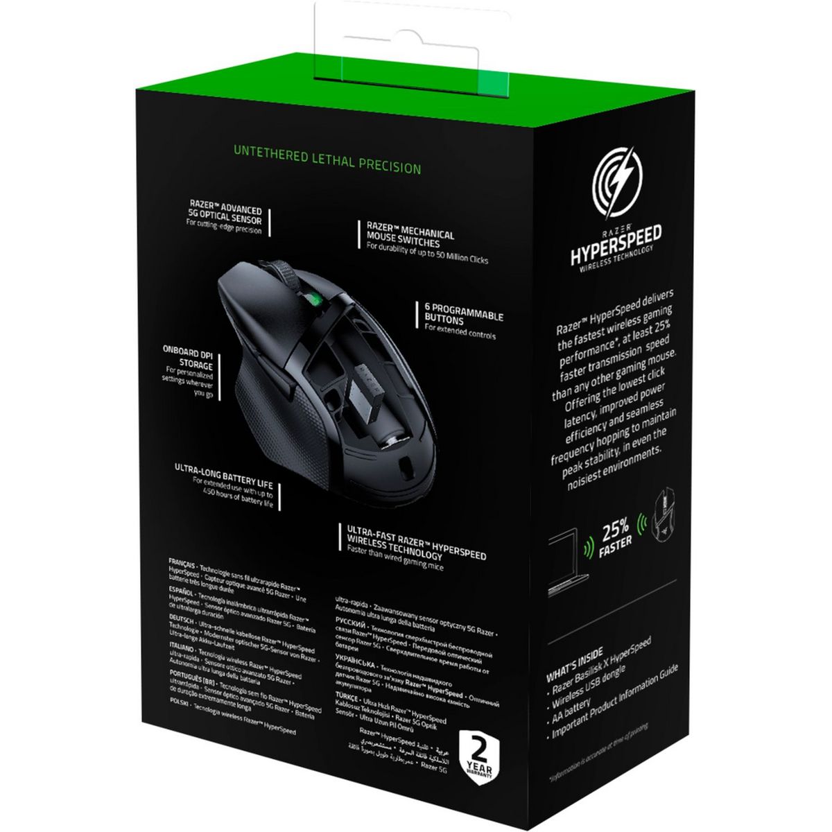 RAZER Souris Gaming sans fil Basilisk X Hyperspeed 