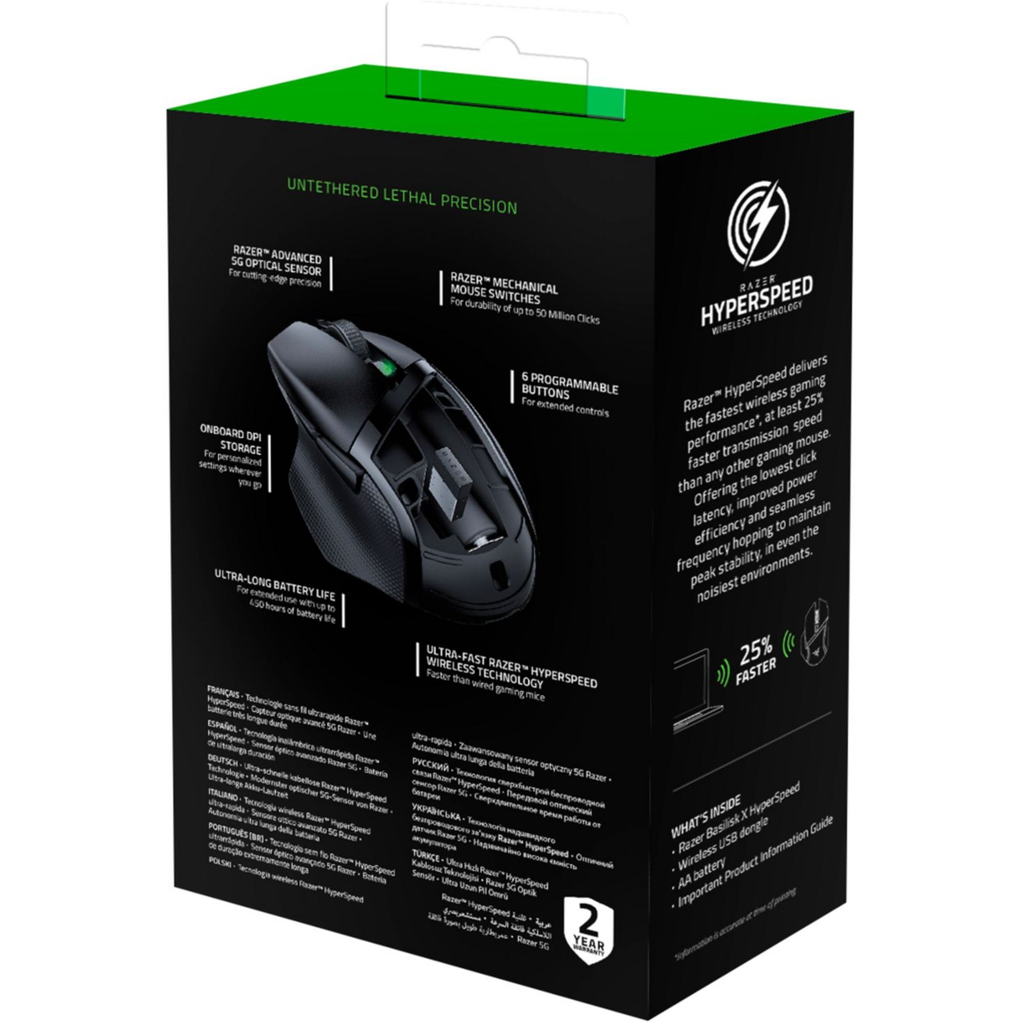 Voir la diapositive 5 : RAZER Souris Gaming sans fil Basilisk X Hyperspeed 