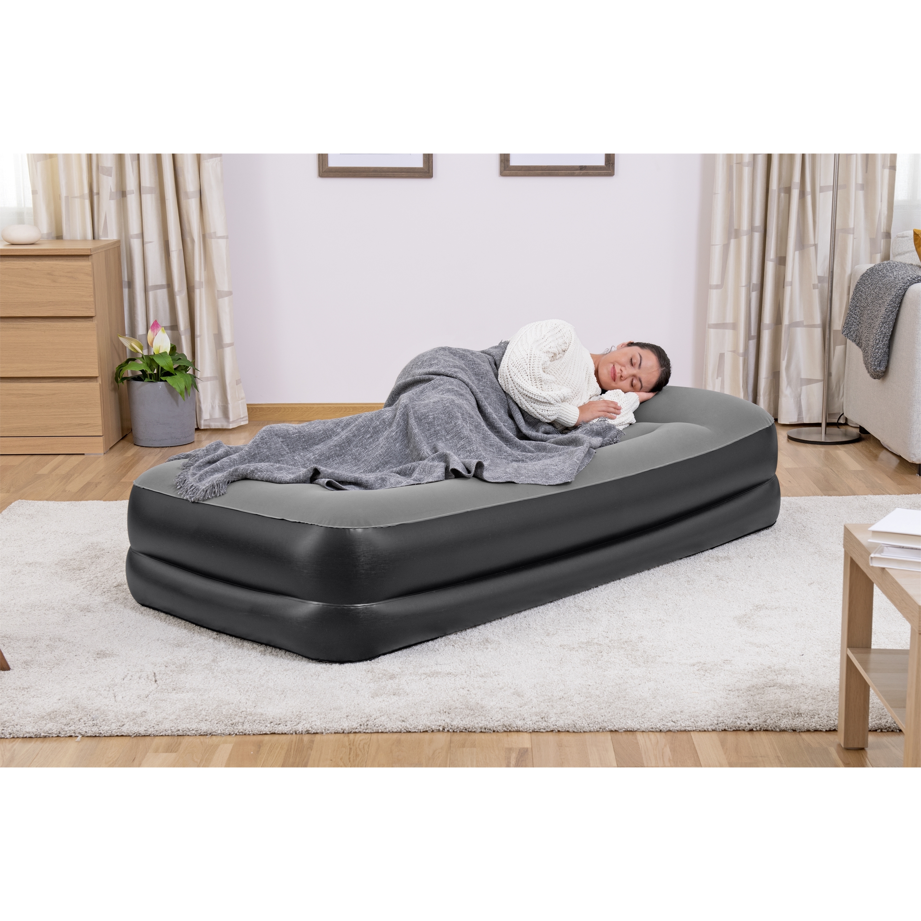 Voir la diapositive 7 : BESTWAY Lit gonflable floqué avec pompe à air intégrée 191x97x46 cm