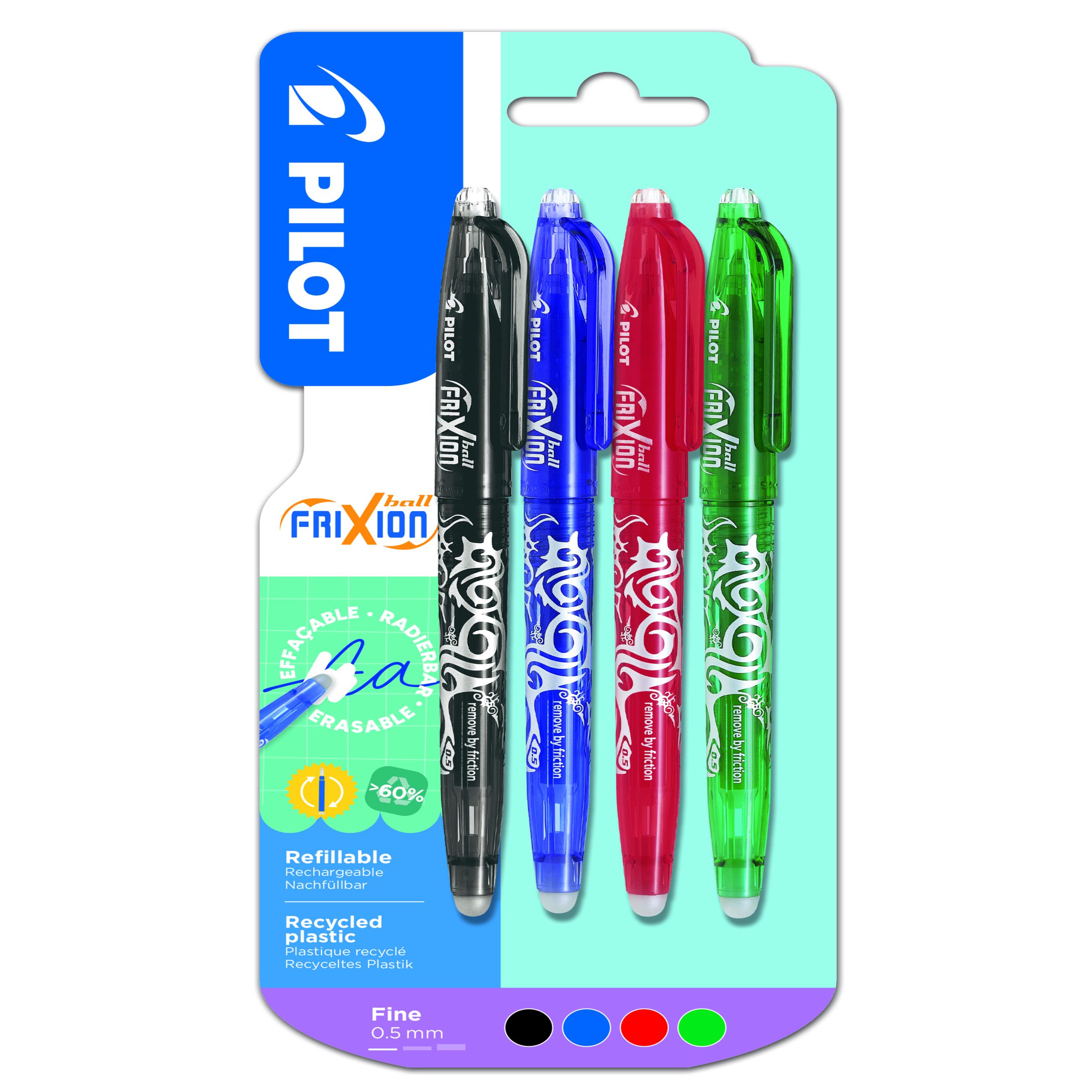 PILOT Stylos Frixion Ball pointe fine Noir / Bleu / Rouge / Vert