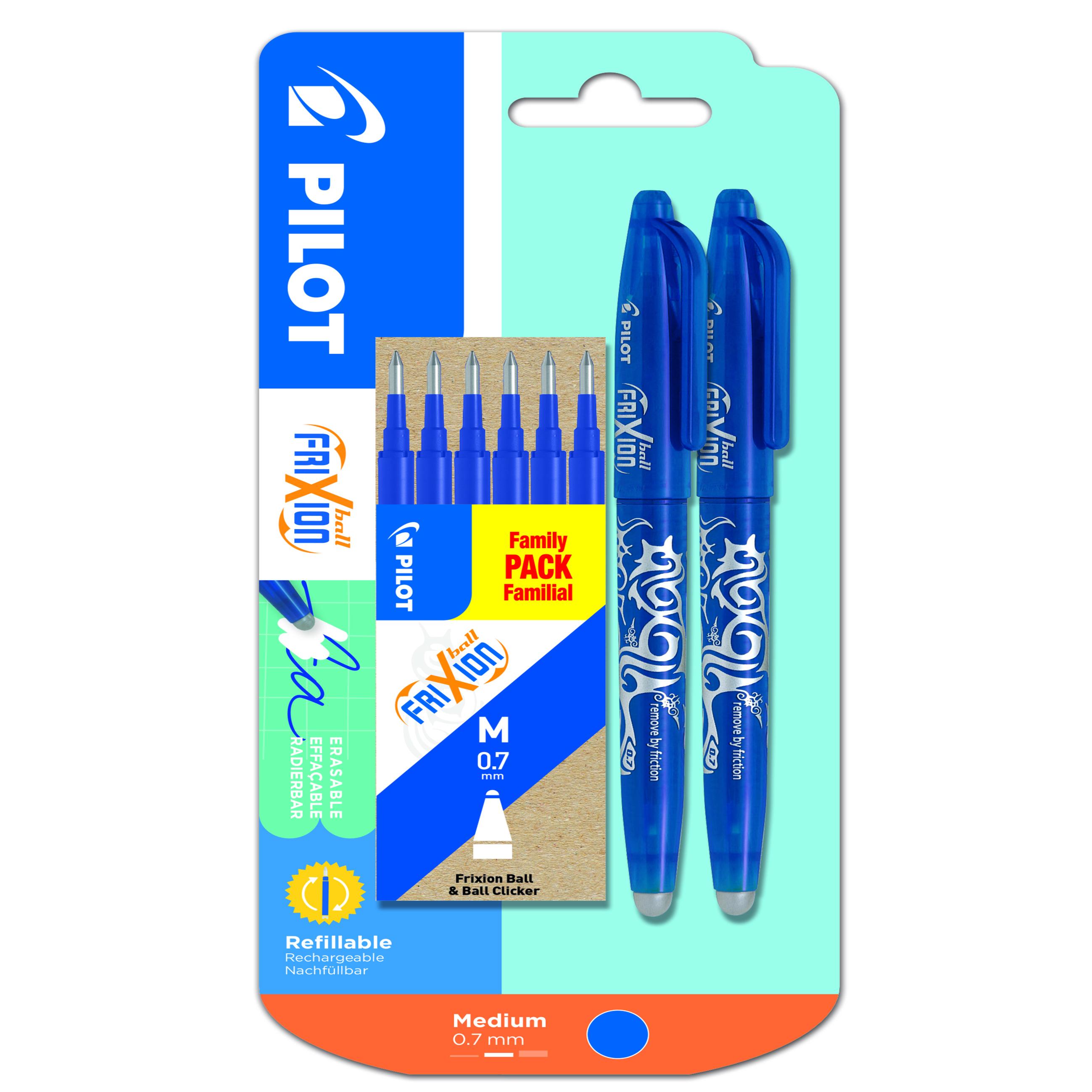 PILOT Set de 6 recharges Frixion Bleu + Stylos effaçable Frixion Bleu