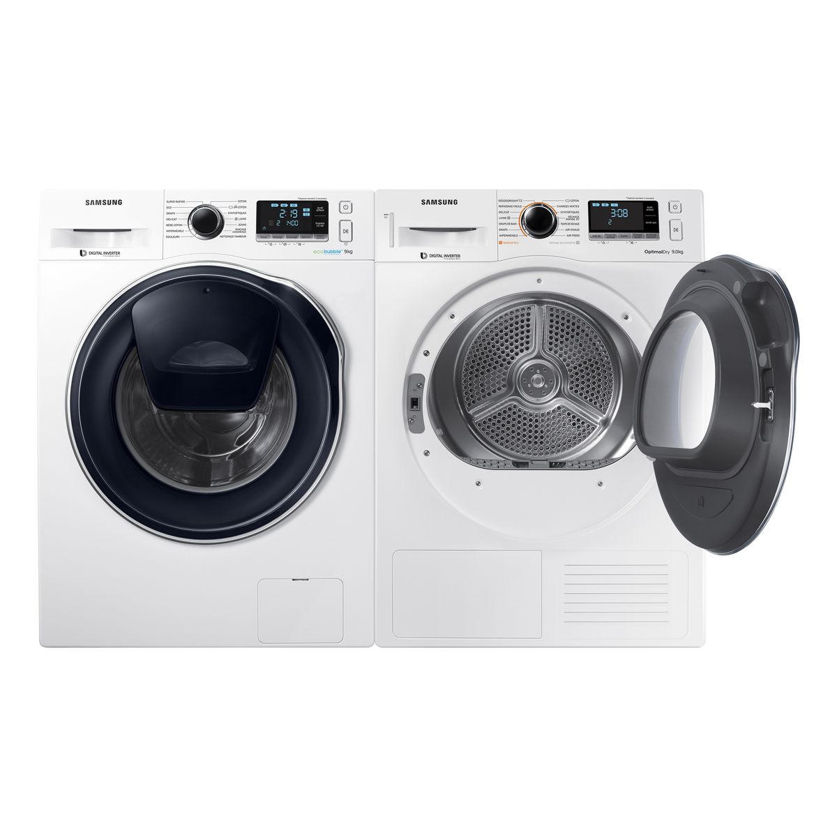 SAMSUNG Sèche linge hublot DV90M6200CW, 9 kg, Condensation, Pompe à chaleur, A+++