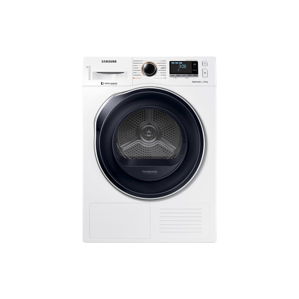 SAMSUNG Sèche linge hublot DV90M6200CW, 9 kg, Condensation, Pompe à chaleur, A+++