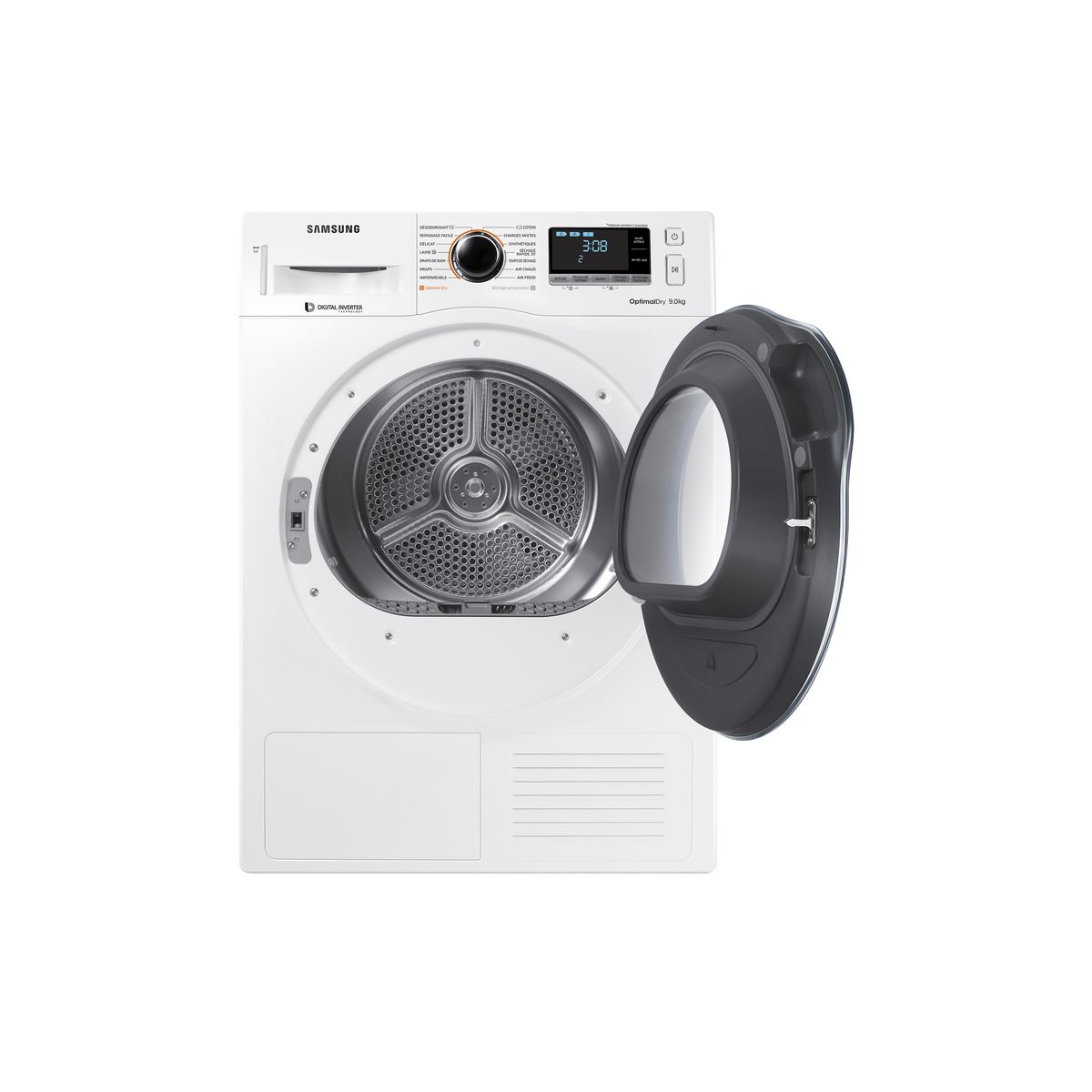 SAMSUNG Sèche linge hublot DV90M6200CW, 9 kg, Condensation, Pompe à chaleur, A+++