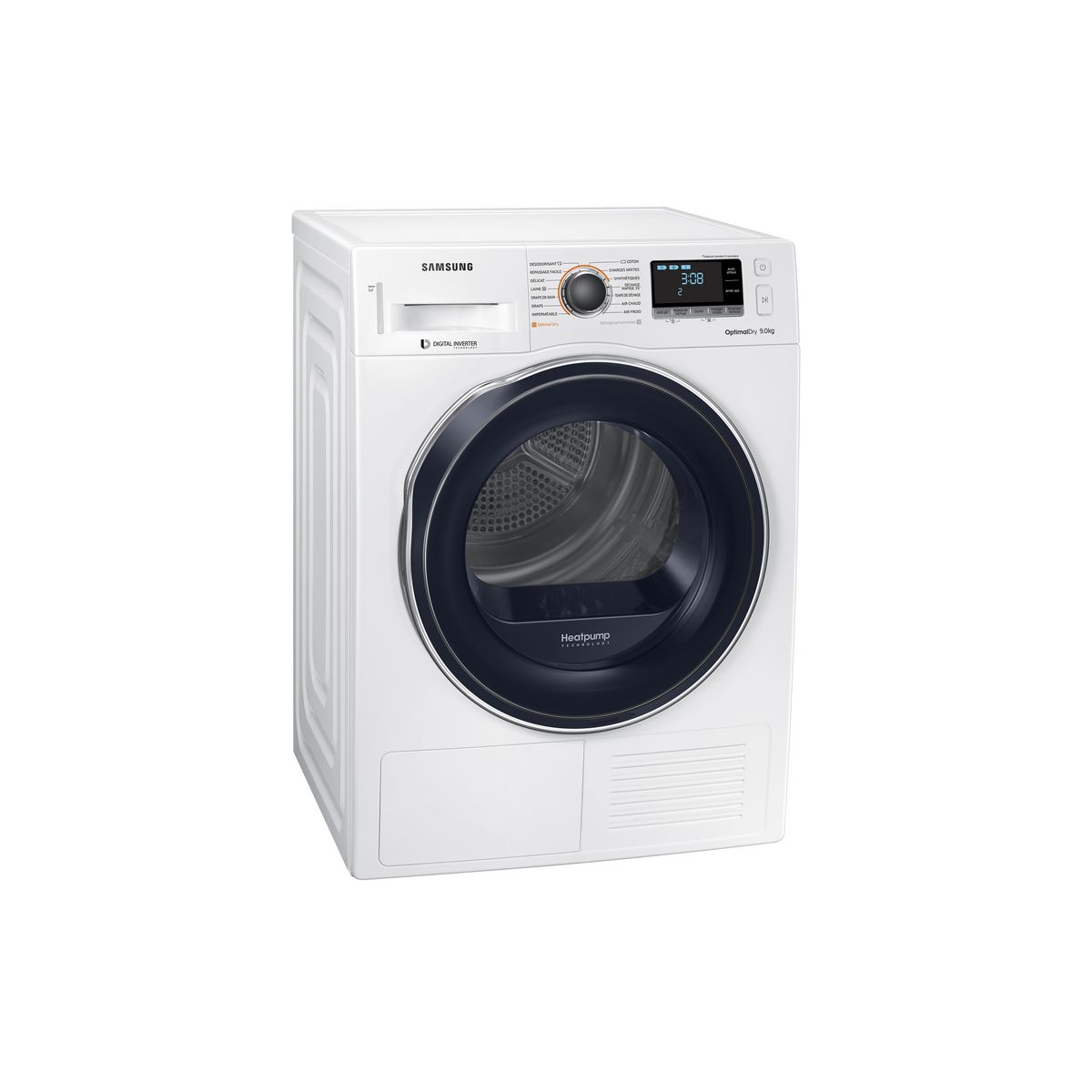 SAMSUNG Sèche linge hublot DV90M6200CW, 9 kg, Condensation, Pompe à chaleur, A+++
