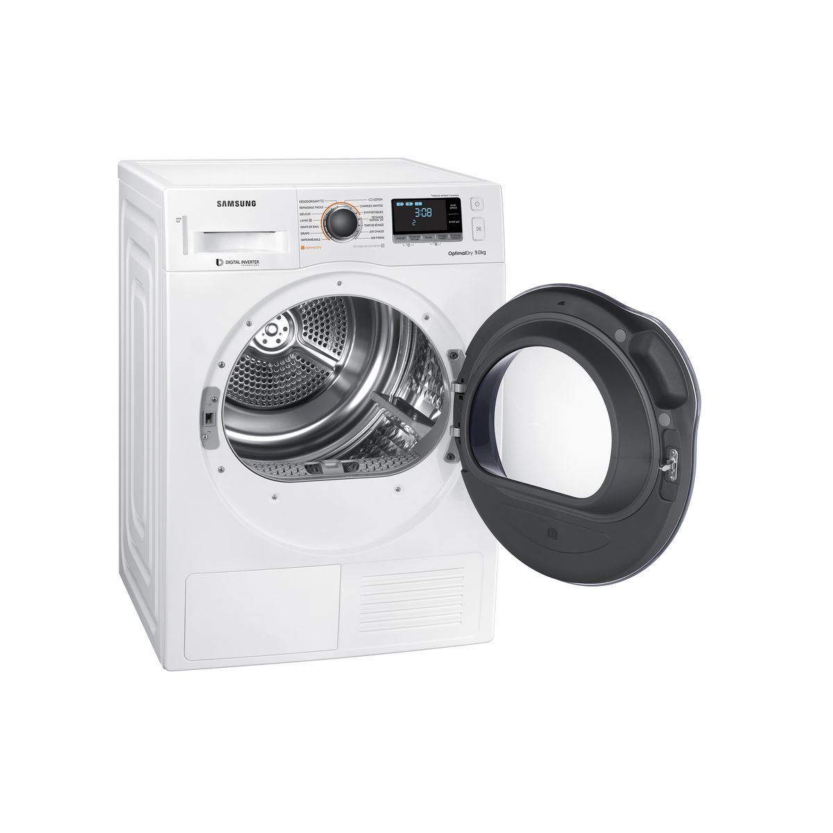 SAMSUNG Sèche linge hublot DV90M6200CW, 9 kg, Condensation, Pompe à chaleur, A+++