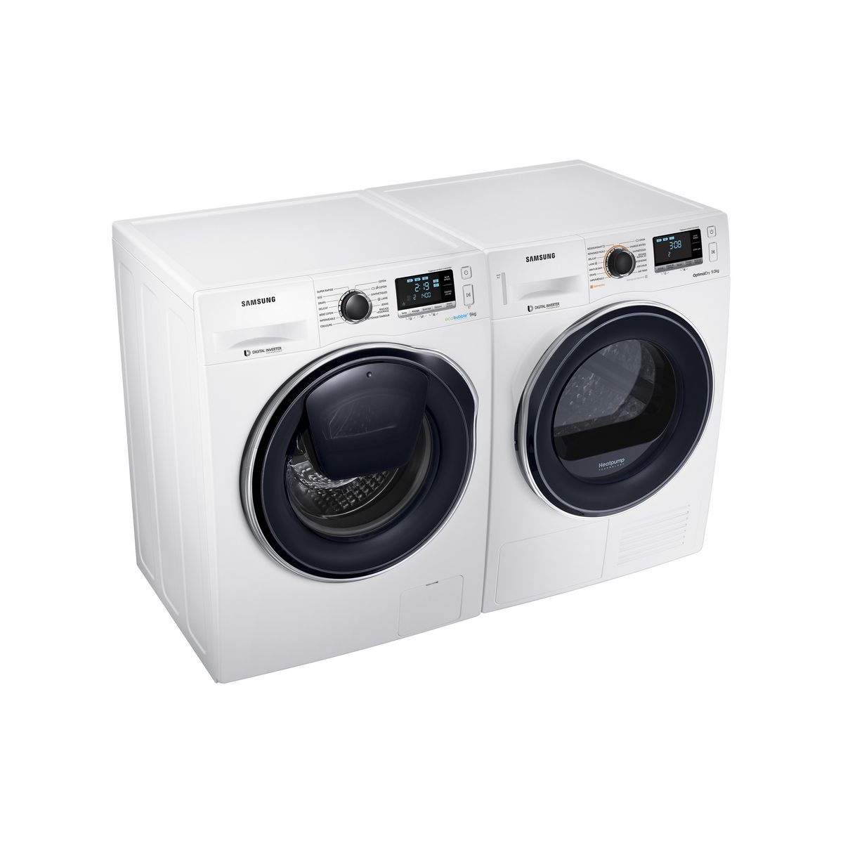 SAMSUNG Sèche linge hublot DV90M6200CW, 9 kg, Condensation, Pompe à chaleur, A+++