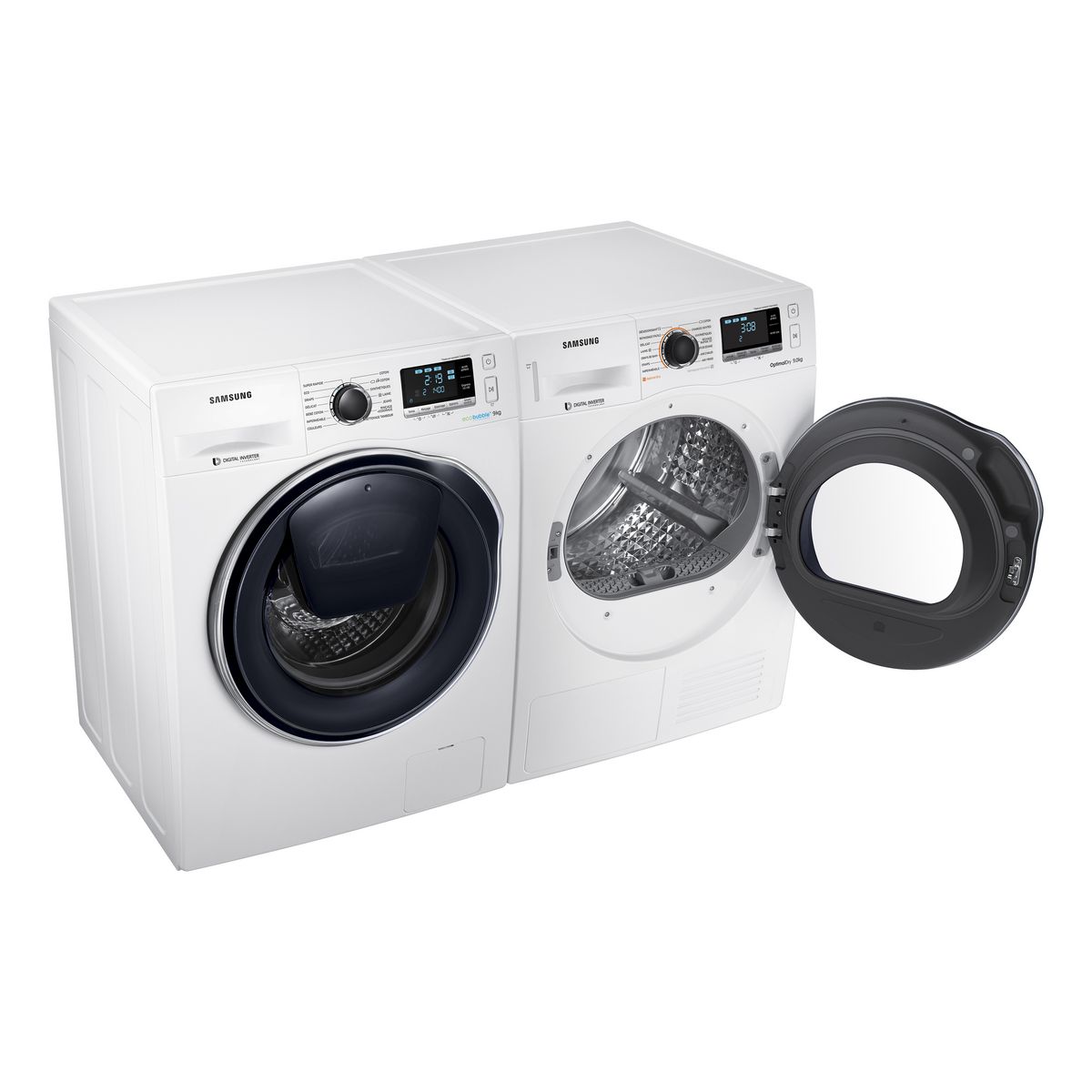 SAMSUNG Sèche linge hublot DV90M6200CW, 9 kg, Condensation, Pompe à chaleur, A+++