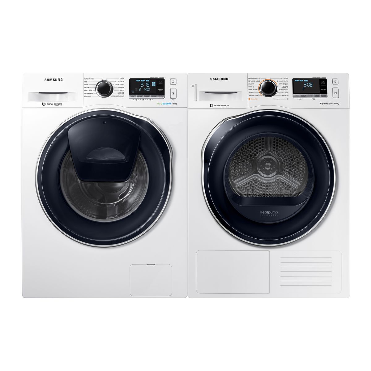SAMSUNG Sèche linge hublot DV90M6200CW, 9 kg, Condensation, Pompe à chaleur, A+++