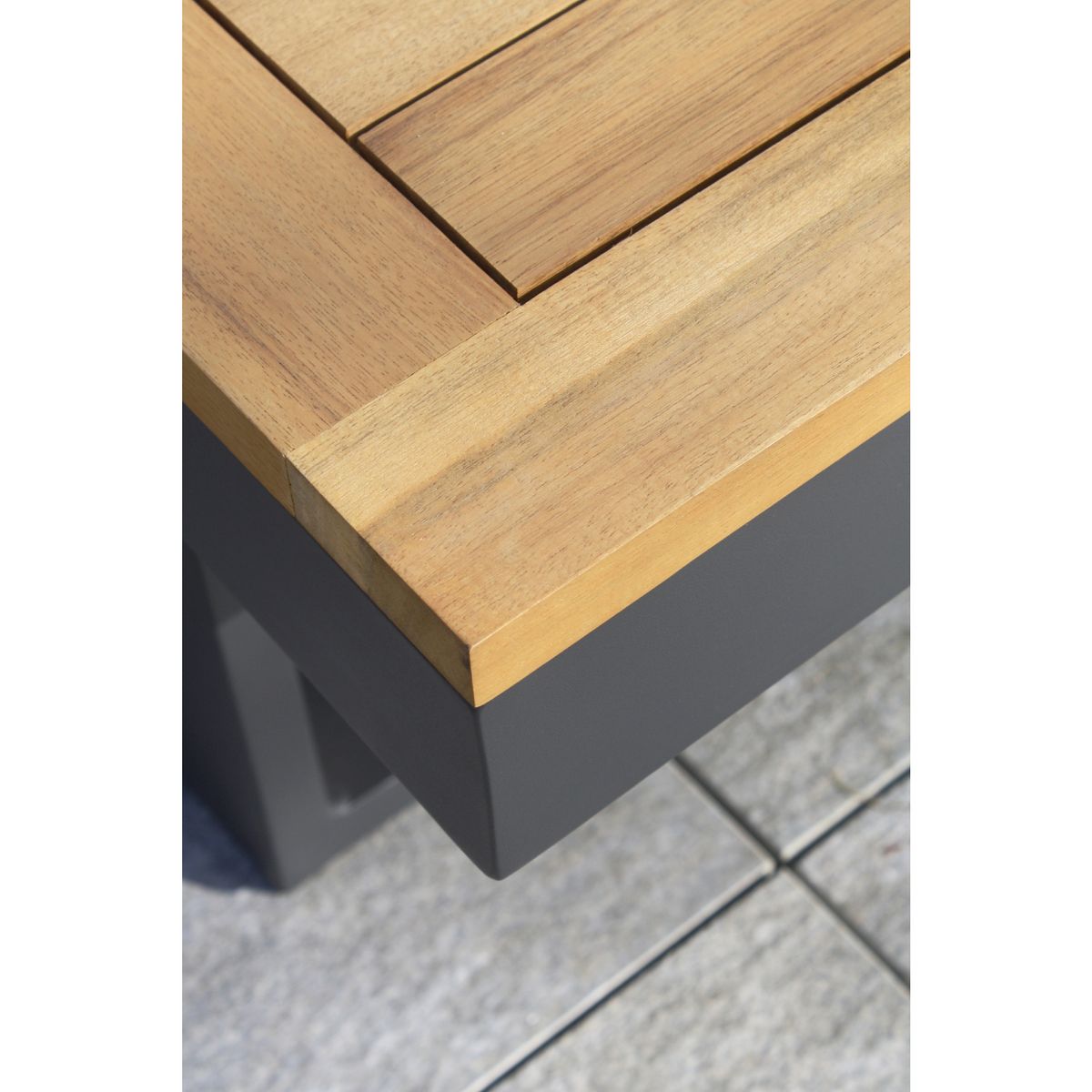 DCB GARDEN Salon bas de jardin - 4 places - Aluminium/bois - Anthracite - TOKYO