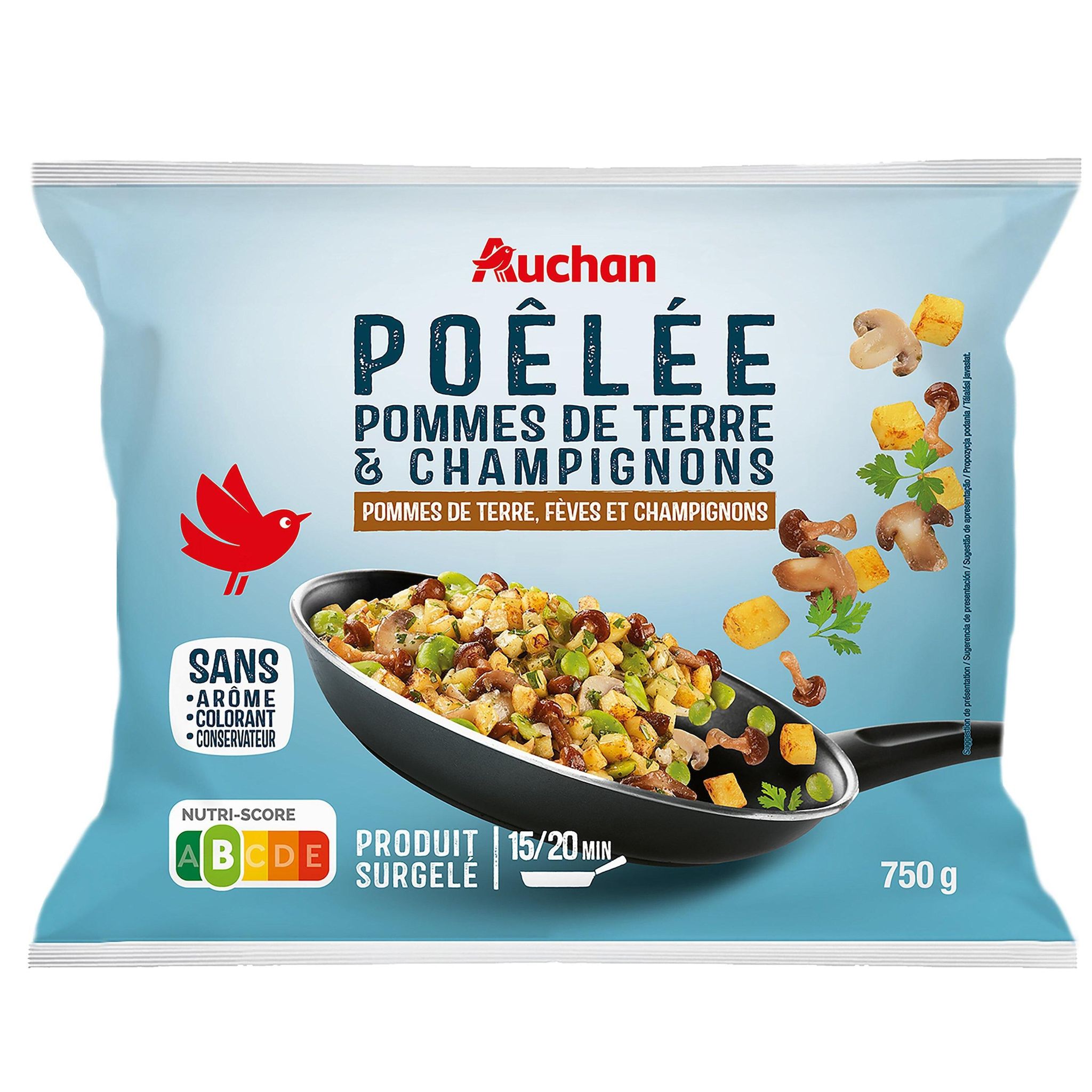 Voir la diapositive 2 : AUCHAN Poêlée pommes de terre et champignons 5 portions 750g