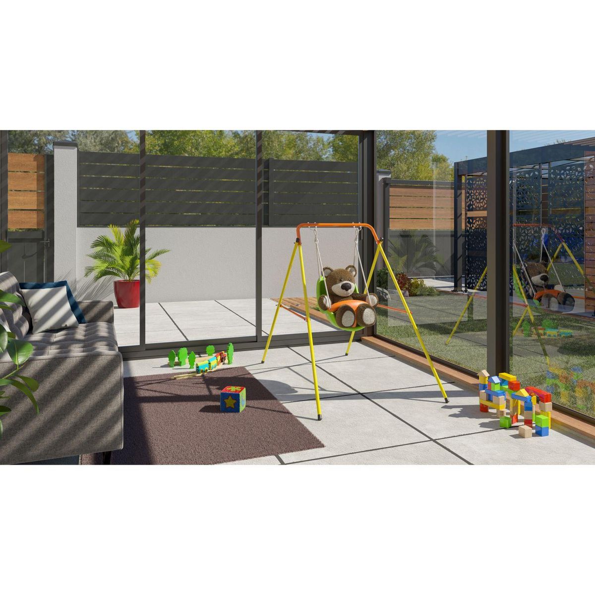 ALEO BY TRIGANO Portique balançoire bébé en métal 1,20m - EMMA