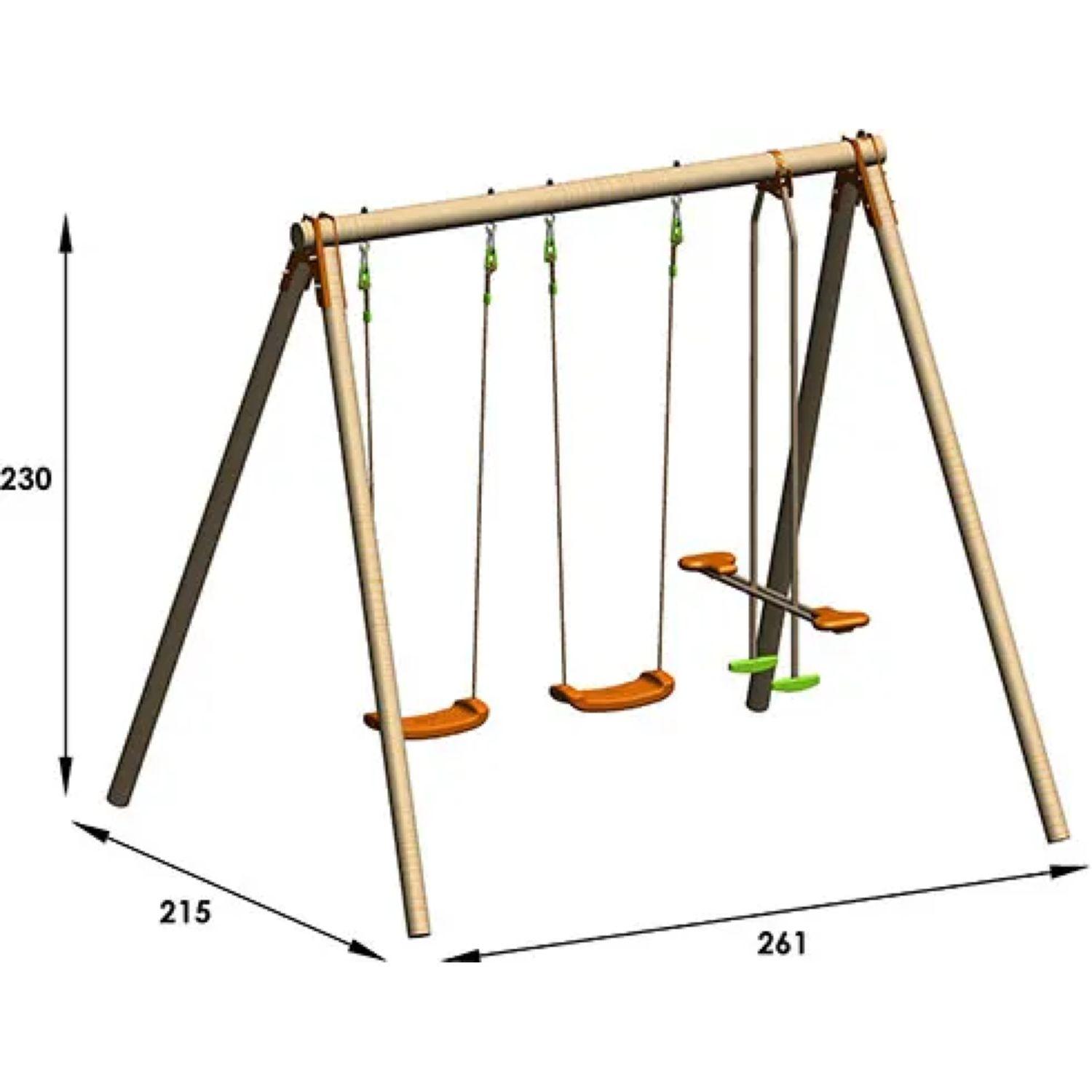 Voir la diapositive 3 : ALEO BY TRIGANO Portique balançoire - Bois - H2,30m - DARIFOU