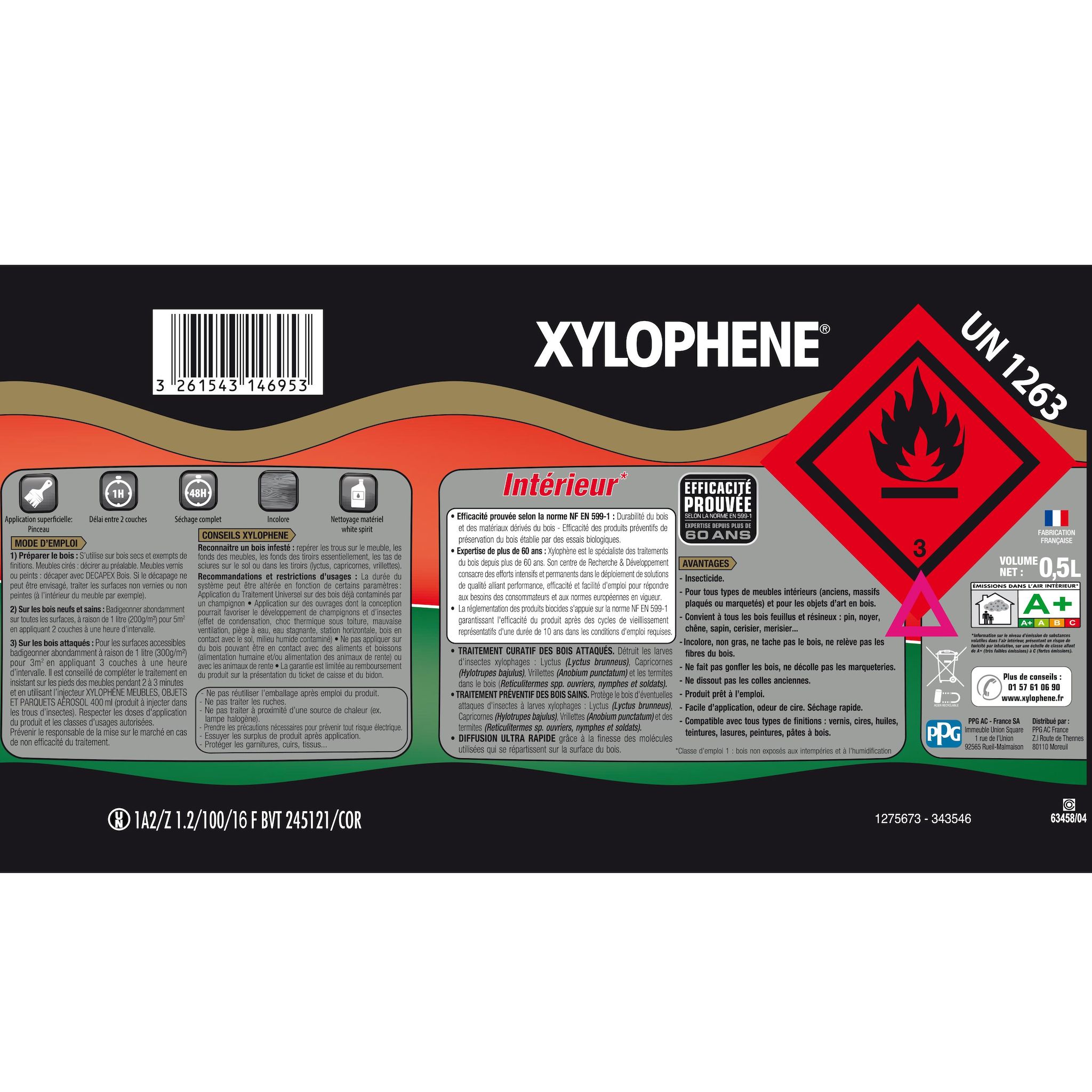 Voir la diapositive 5 : XYLOPHENE Traitement spécial meubles objets et parquets 0,5l