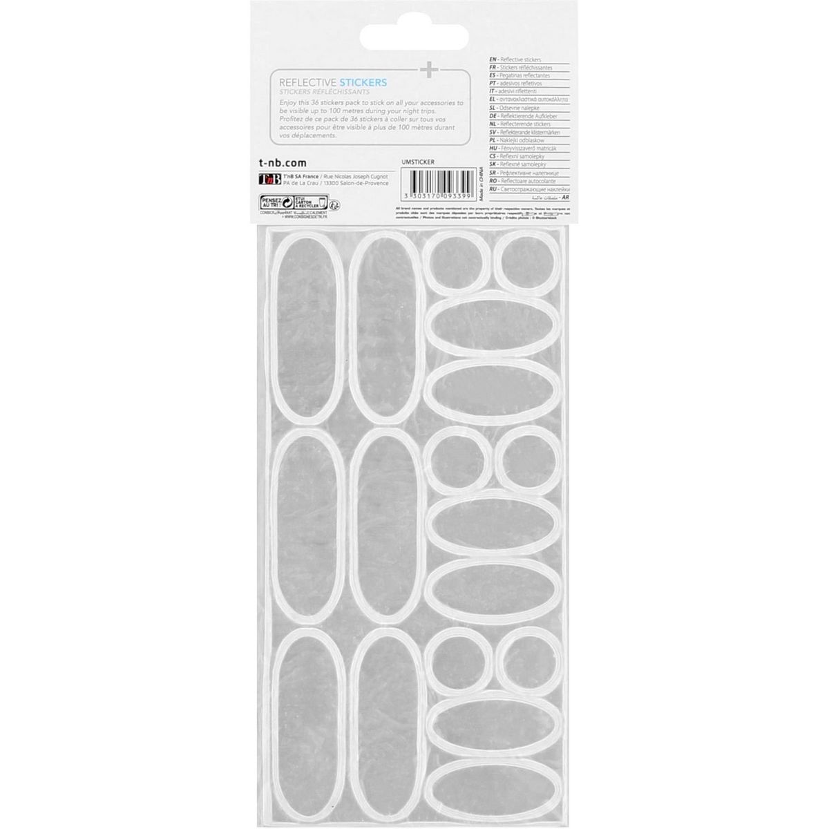 TNB Lot de 36 stickers réfléchissants Urban Moove - Jaune/gris