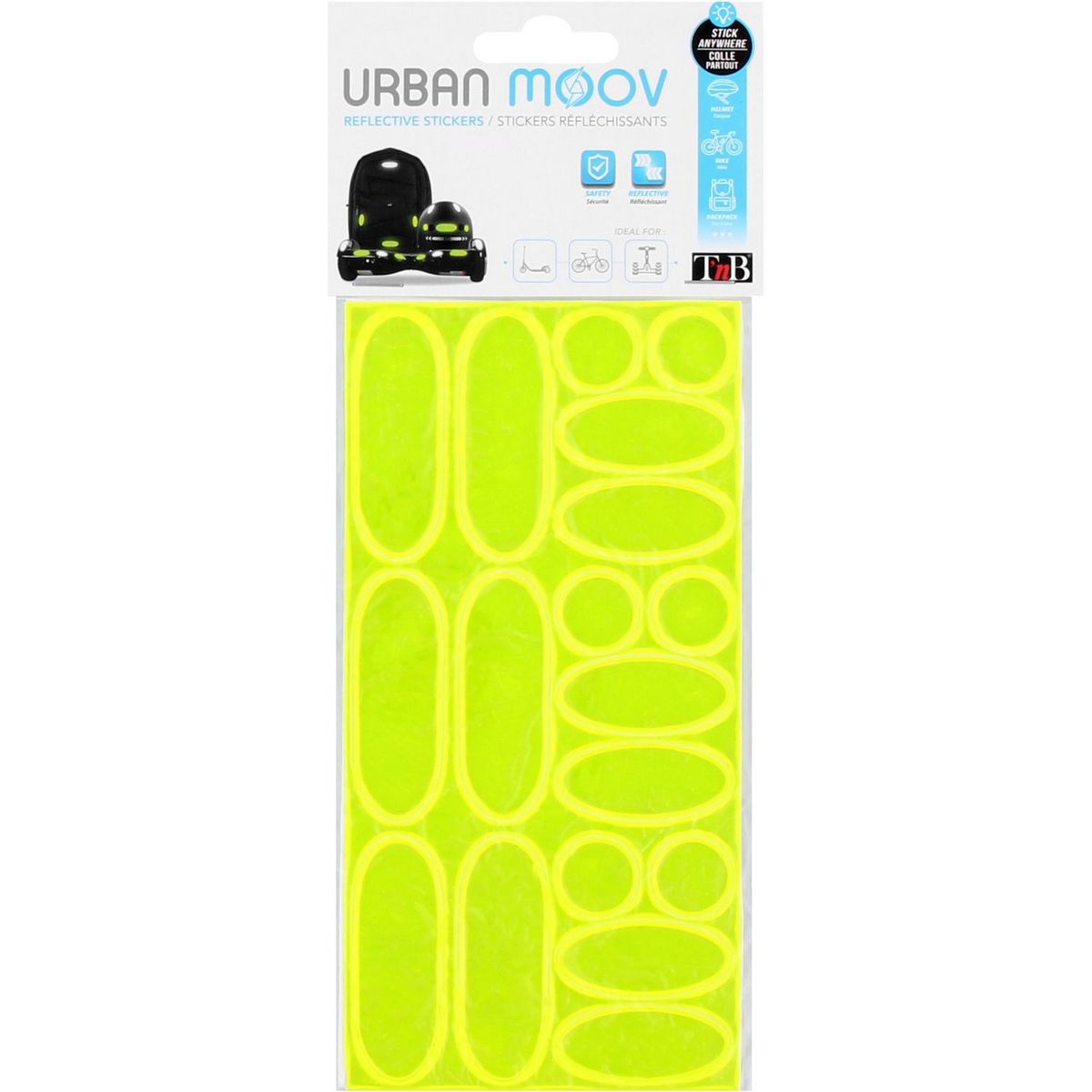 TNB Lot de 36 stickers réfléchissants Urban Moove - Jaune/gris